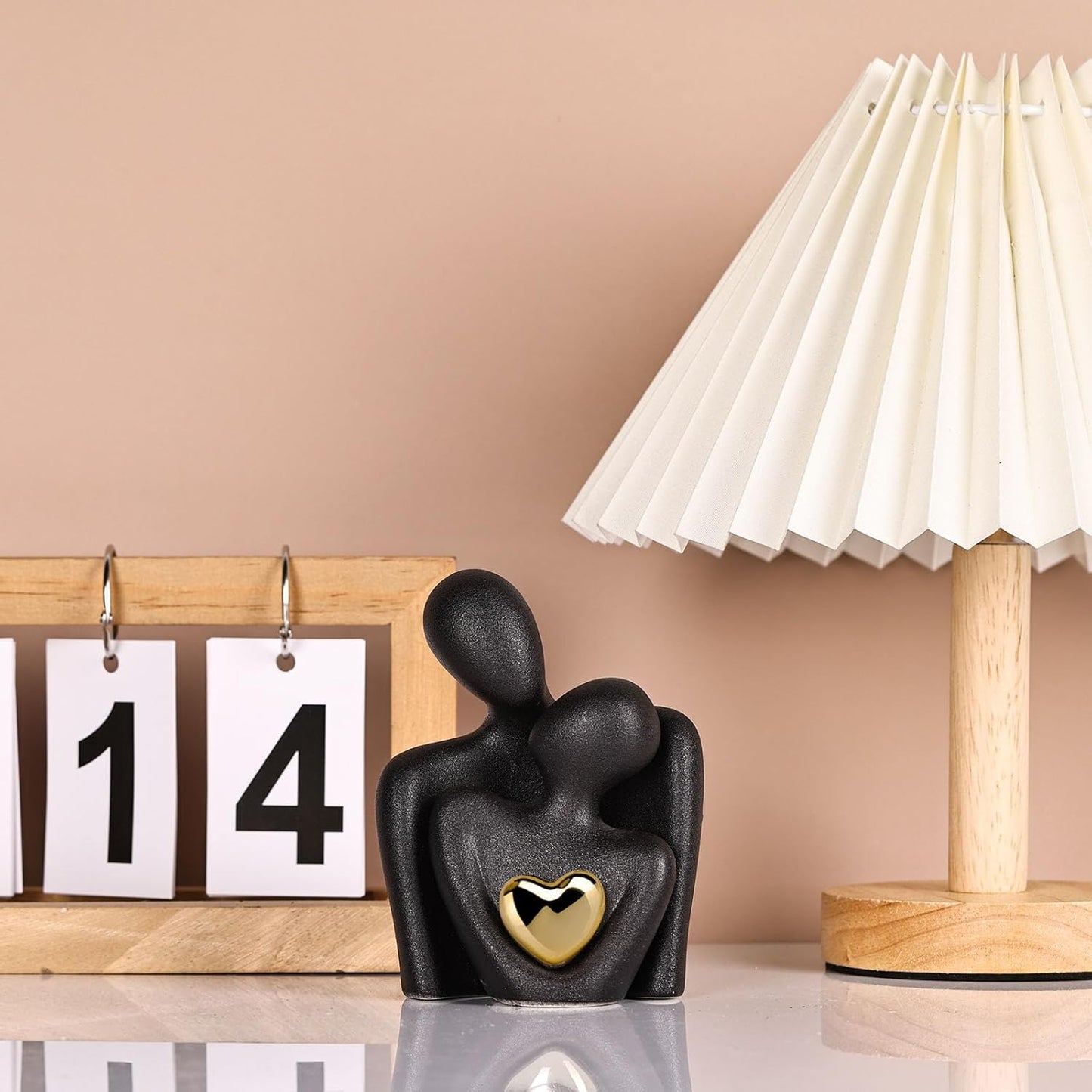 Mini Couple Statue Tv Stand Decor Items for Living Room,Bedroom Decor for Couples Sculpture Knick Knacks for Shelves,Gold Gifts for Valentine Anniversary Birthday,4.72in Show Pieces for Home Decor