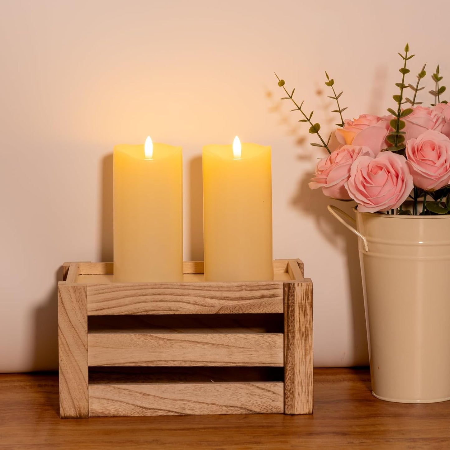 NURADA Outdoor Flameless Candles with Remote Timer - Waterproof Realistic Flickering LED Pillar Electric Battery Operated Fake Candle for Holiday Home Wedding Fireplace Decor - Ivory 2 Pack (6" 6")