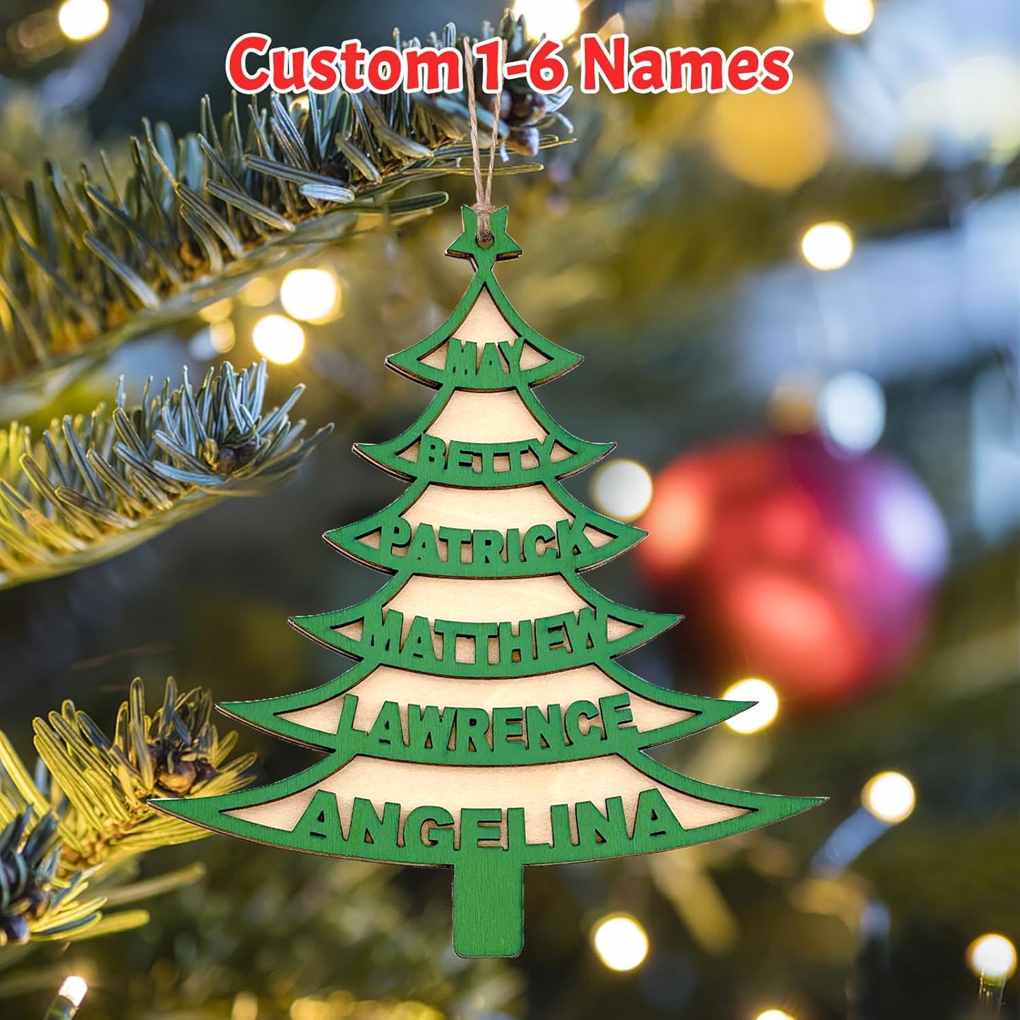 Personalized Christmas Ornaments 2025 with Family Names 1-6 Names Custom Ornaments for Christmas Tree Personalized Christmas Ornament Gifts