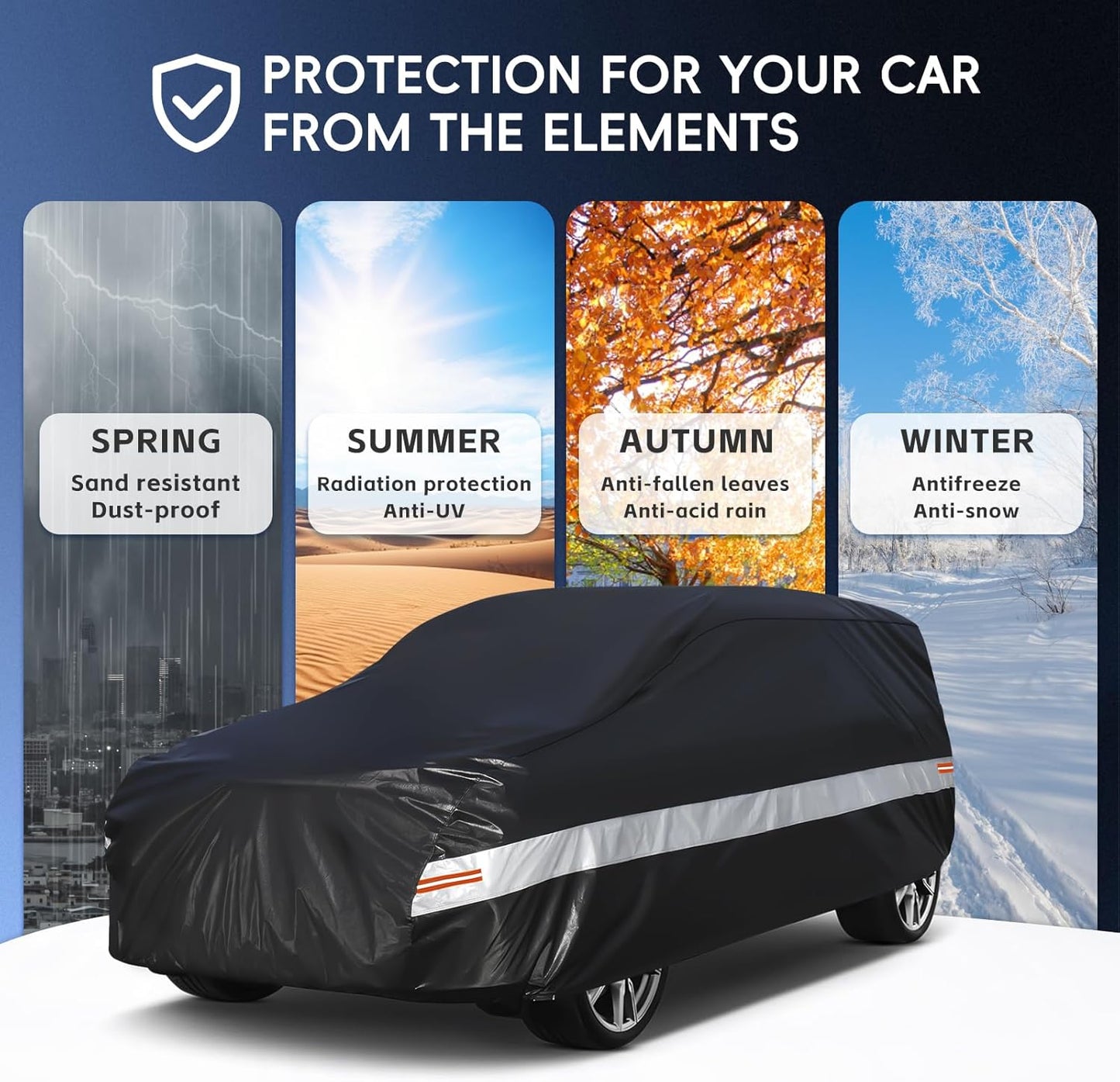 10 Layers SUV Car Cover Custom Fit for BMW X7 (2018-2024) Waterproof All Weather for Automobiles, Outdoor Full Cover Sun UV Rain Protection with Cotton.Black