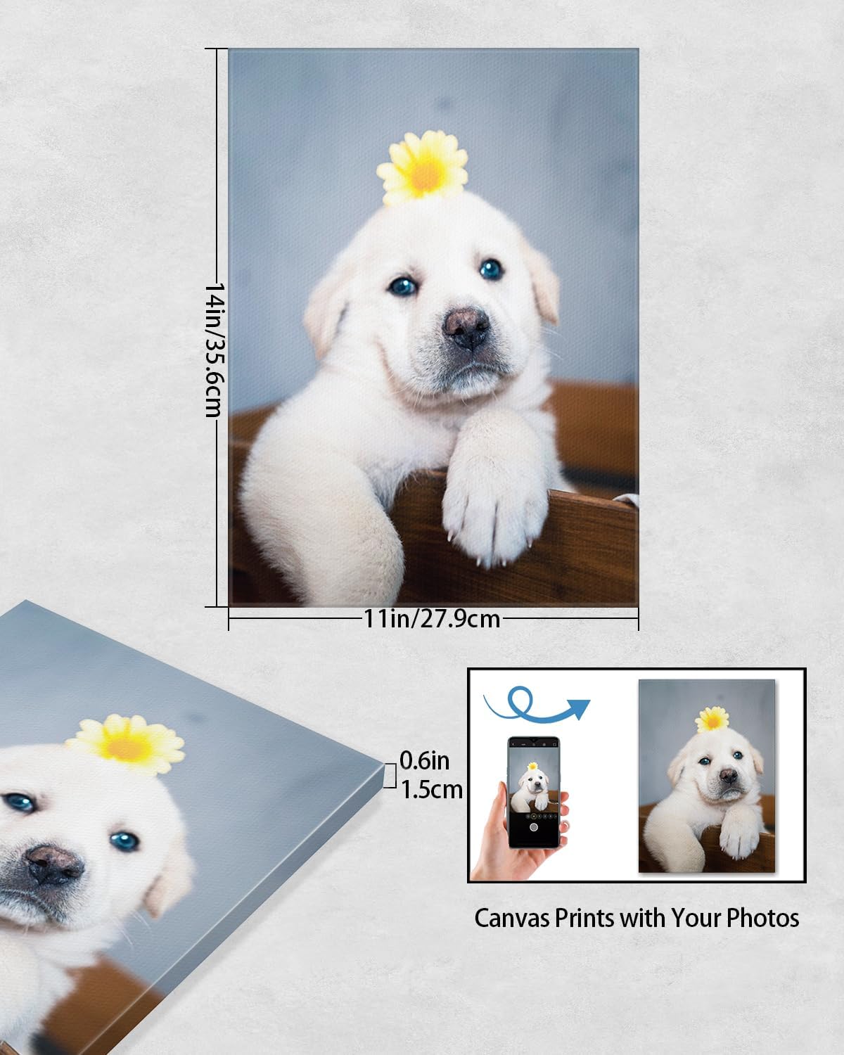 AbcCustomize Canvas Prints with Your Photos, Personalized Photo To Canvas Print for Bedroom, Living Room, Farmhouse Office Decor,Custom Canvas Wall Art for Gifts & Keepsakes, Ready to Hang