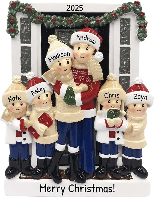 3D Welcoming Family of 6 Christmas Ornament 2025 Personalized Family Christmas Ornaments 2025 | Doorway Home Keepsake Personalized Tree Ornaments Customizable Gifts Winter Sweaters of Six Ornament