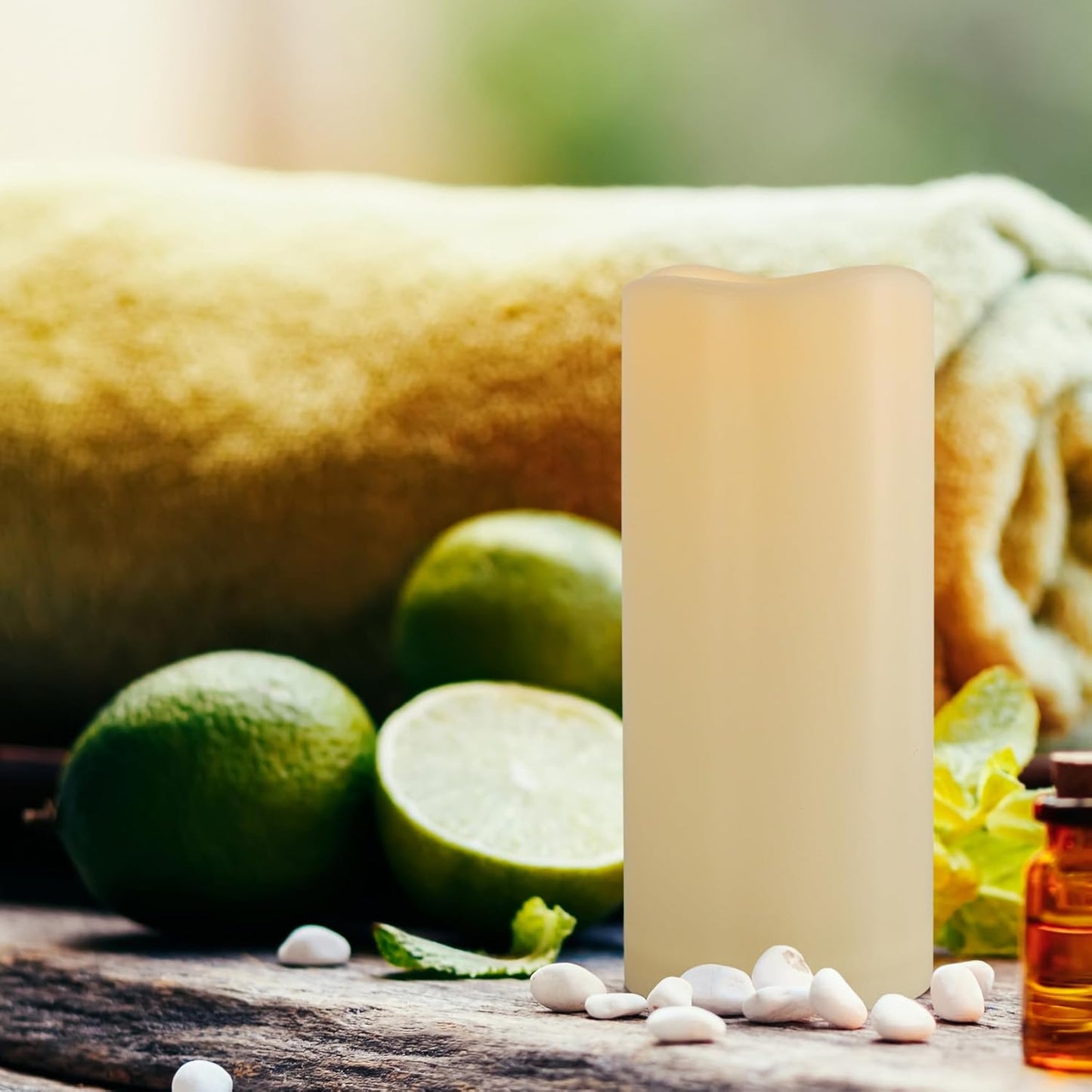 3" x 7" Outdoor Flameless Candles with Remote and Timer, Battery Operated Flickering LED Flameless Pillar Candles for Wedding Home Decoration, Ivory, Plastic, 1 Pack