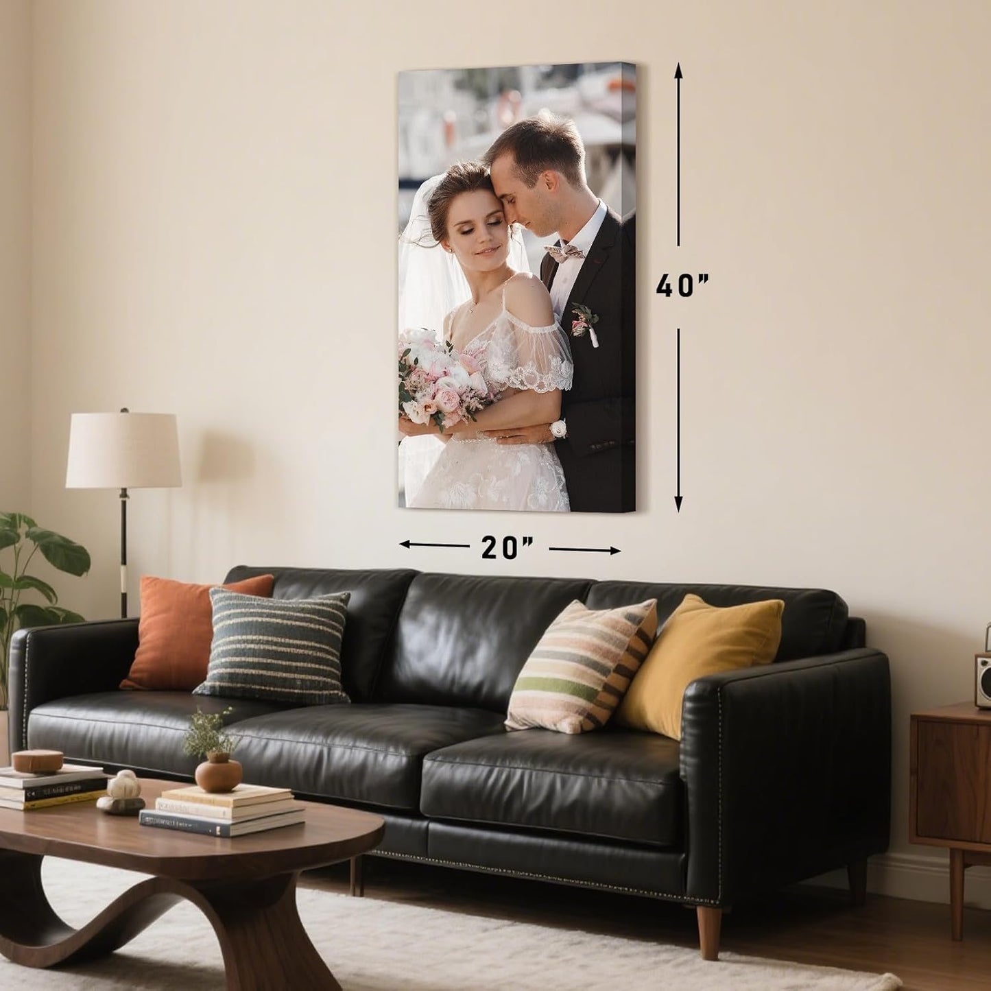 Personalized Custom Canvas Prints with Your Photos & Text, Customized Picture Print, Transform Own Images Into Framed Wall Art Digitally Printed Photo to Canvas, Keepsakes Gifts for Family 20x40’’
