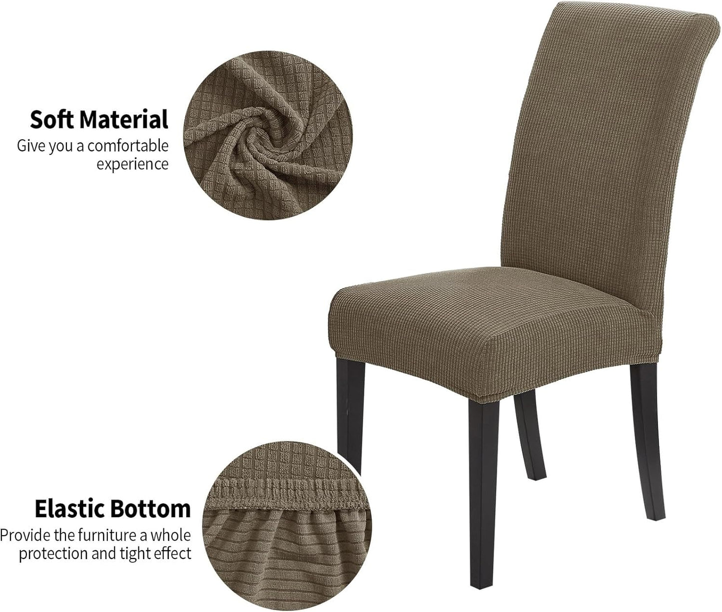 Joccun Chair Covers for Dining Room Set of 2, Dining Chair Slipcovers Stretch Dining Room Chair Covers Seat Protector,Washable Parsons Chair Cover for Home,Hotel,Banquet(Fossil,2 Pack)