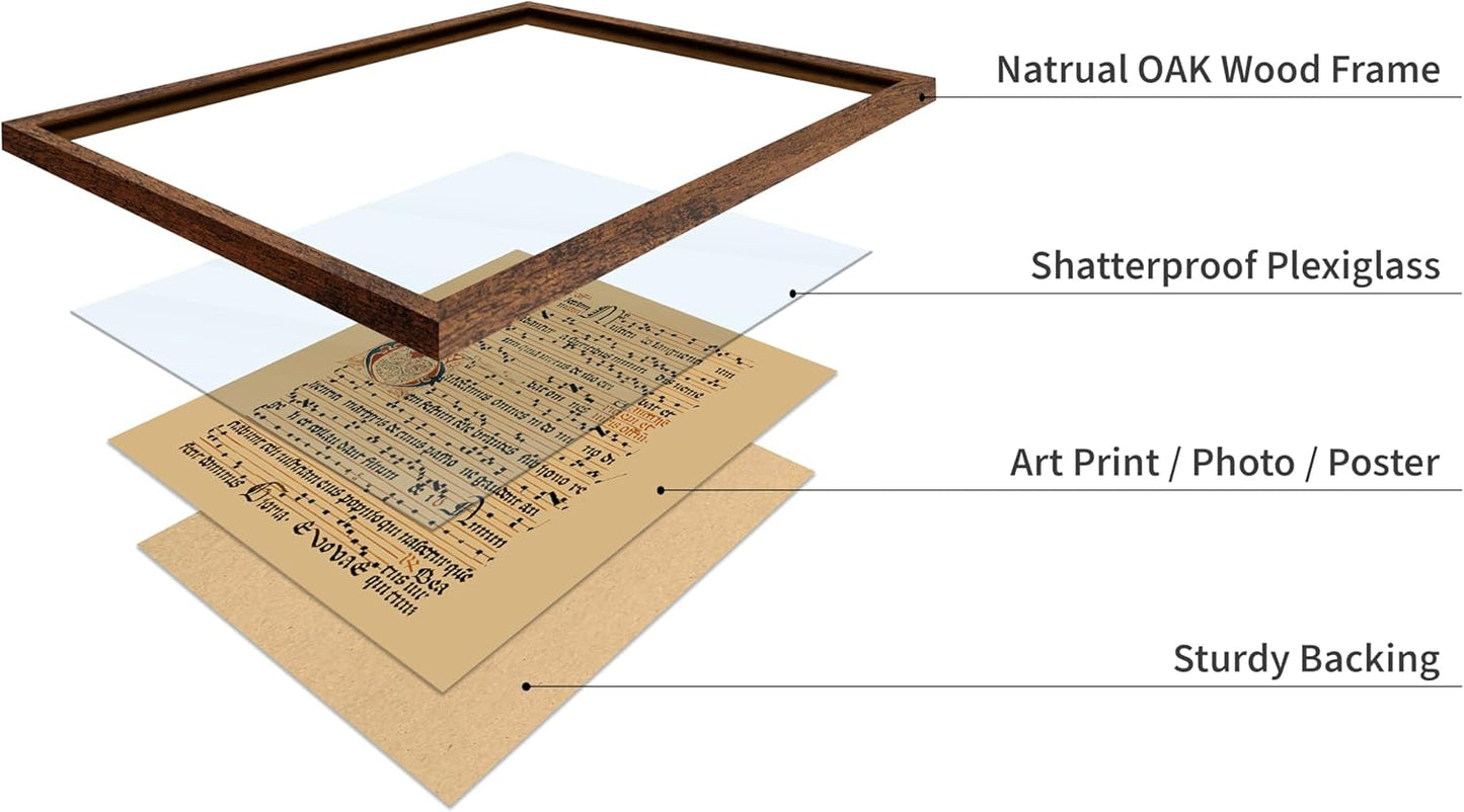 Poster Master Vintage Hymnal Poster - Retro Music Print - Gift for Artist, Friend - Graduale Aboense, Gregorian Chant Manuscript, Score - Wall Decor for Living Room, Bedroom, 8x10 Brown Framed