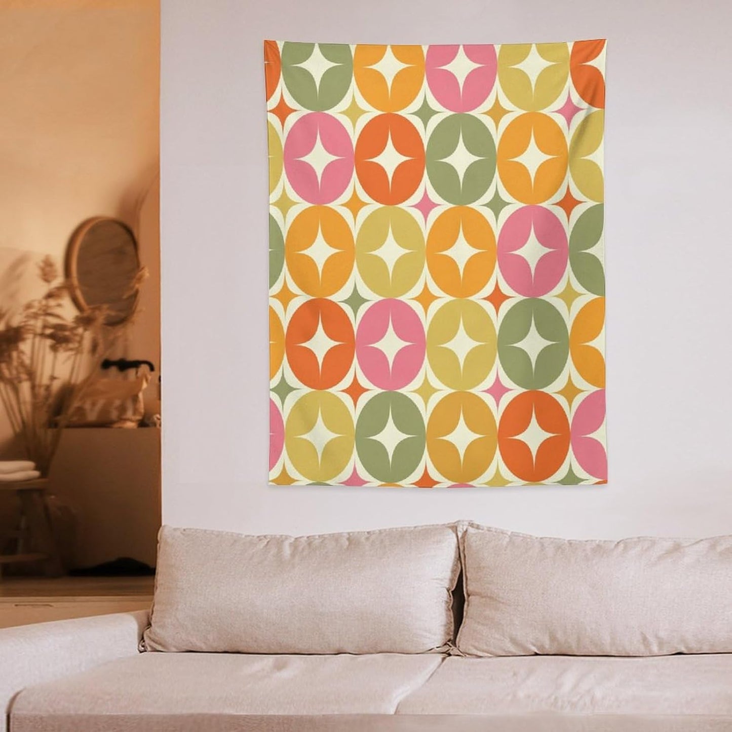 ICMOLYYENLO Abstract Cat Tapestry, Medieval Abstract Atomic Star Cat Vintage Home Wall Hanging Art Tapestry for Bedroom Living Room Dormitory 40x60 Inch