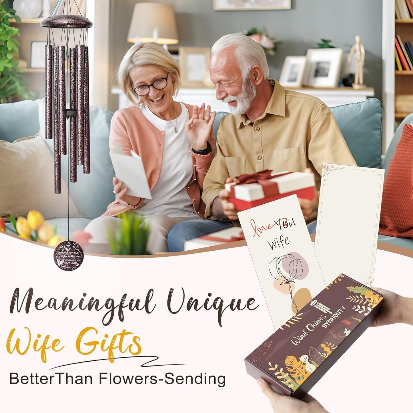 Gifts for Wife, 25''Wind Chimes, Birthday Gift for Wife from Husband,Unique Gift for Loved one Romantic,Thanksgiving,Christmas Day Gifts Ideas for Love Rreminder.