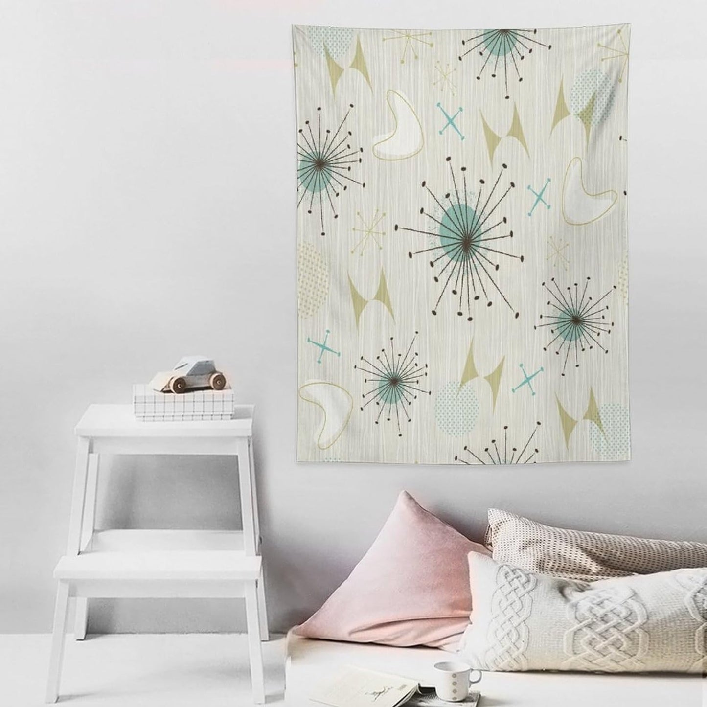 ICMOLYYENLO Boho Medieval Cat Tapestry, Abstract Atomic Starburst Geometric Aesthetic Art Wall Hanging For Bedroom Living Room Dormitory 60x80 Inches