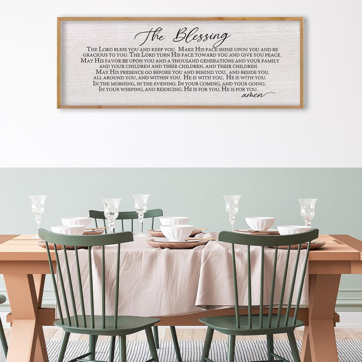 LuZhiQiang The Blessing Christian Song Lyrics Wall Decor 40''×15'' Scripture May The Lord Bless You Bible Verse Wall Art Sign (Wood)