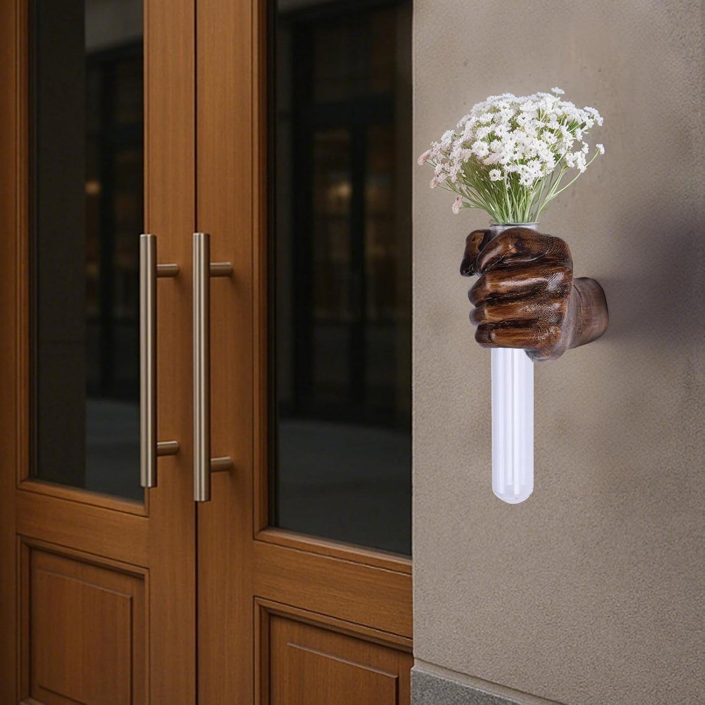 Vintage Wall Sculptures, Hand Vases Home Decor, Wall Mount Art Sculpture, Unique Wall Art Statue, Funky Flower Vase Decorations, Modern Eclectic Hanging Decor,Glass Test Tube Vase