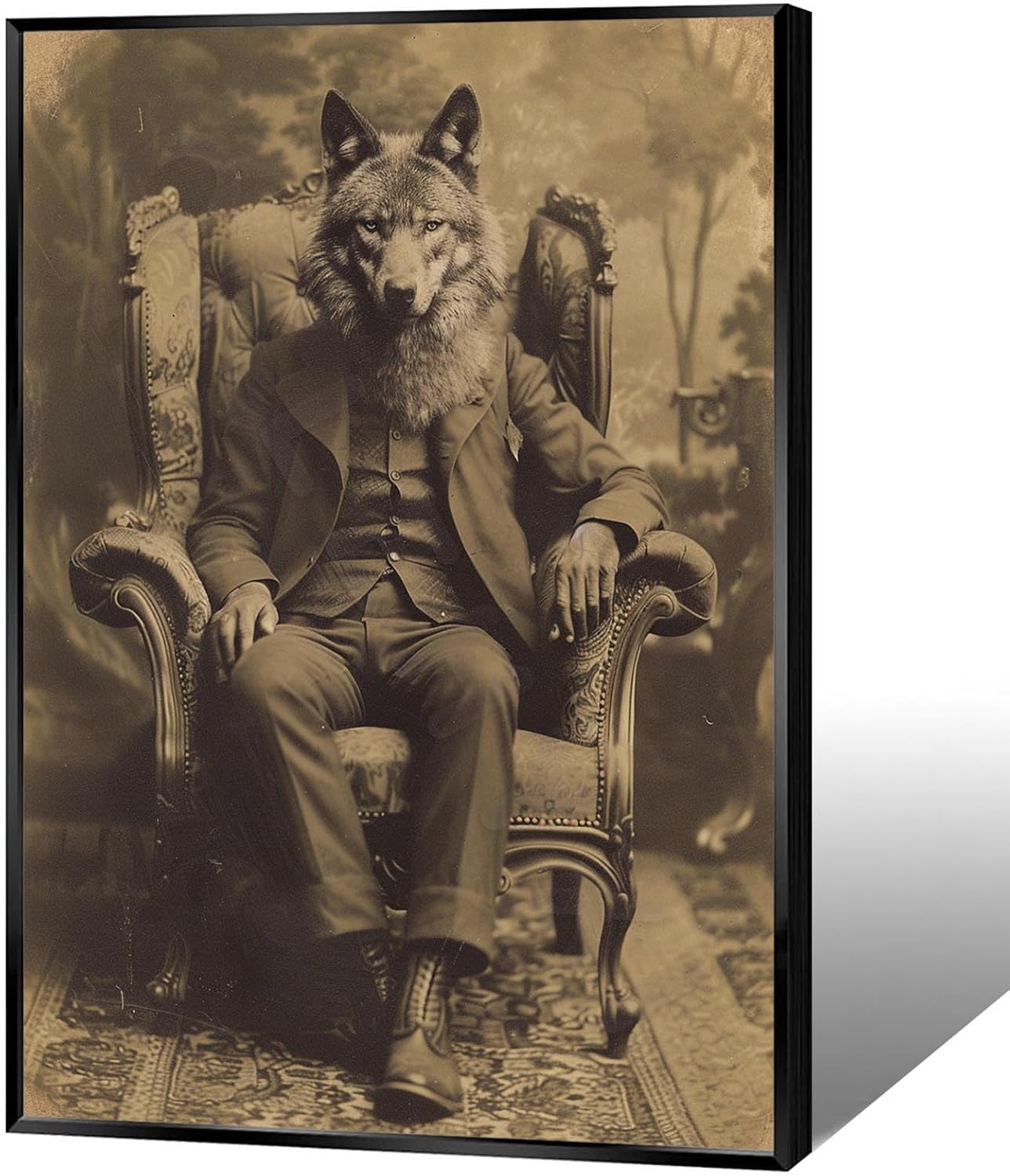 Werewolf Vintage Shoot Art Poster Print Canvas Wall Art Ideal for Dark Academia Gothic Occult Decor Living Room Bedroom Office Posters Decorations Creepy Picture 16X24inch Aluminum Framed
