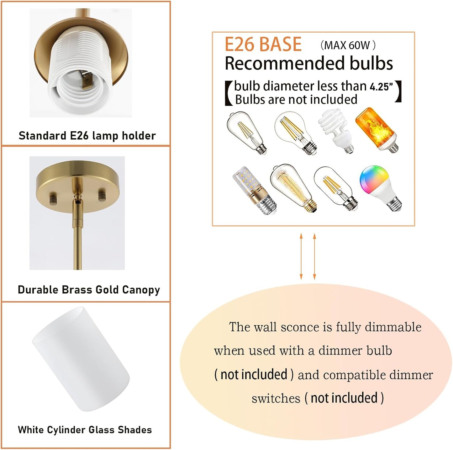 Modern Gold Pendant Light 3 Pack Brushed Brass Mid Century Chandelier White Cylinder Glass Shades Adjustable Rods Farmhouse Ceiling Hanging Lighting Fixture Kitchen Island Dining Room Bedroom