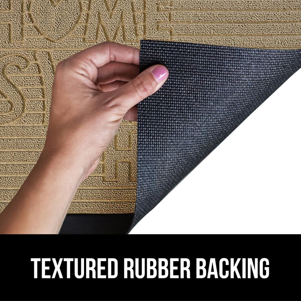 GORILLA GRIP 100% Waterproof All-Season WeatherMax Doormat, US Designed Natural Rubber, Stain and Fade Resistant, Low Profile Indoor Outdoor Door Mats, Easy Clean Patio Mat, 17x29, Home Sweet Home