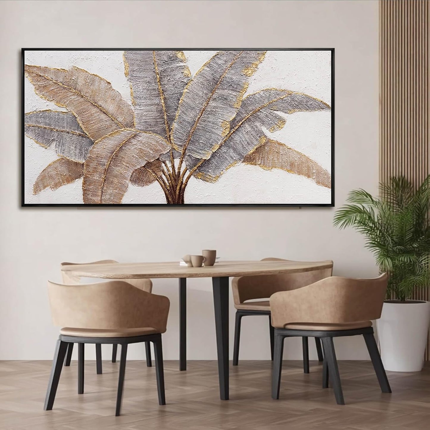 CHUDANHAO Botanical Wall Art Vintage Pictures Wall Decor Grey and Gold Photo Prints Line Wall Hangings 24"x48" Canvas Decorations for Bedroom Office