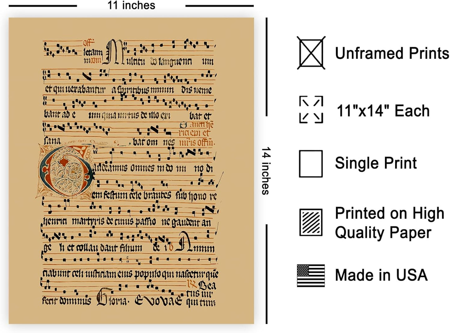 Poster Master Vintage Graduale Aboense Poster - Retro Gregorian Chant Manuscript Print - Hymnal Art - Gift for Men & Women - Great Wall Decor for Dorm, Living Room or Bedroom - 11x14 UNFRAMED Wall Art