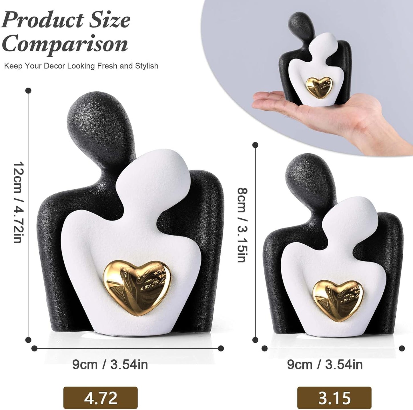 XMGZQ Mini Couple Statue Tv Stand Decor Items for Living Room Home Decor,Bedroom Decor for Couples Sculpture for Anniversary Wedding,Love Gifts for Couples 2025,Knick Knacks for Shelves