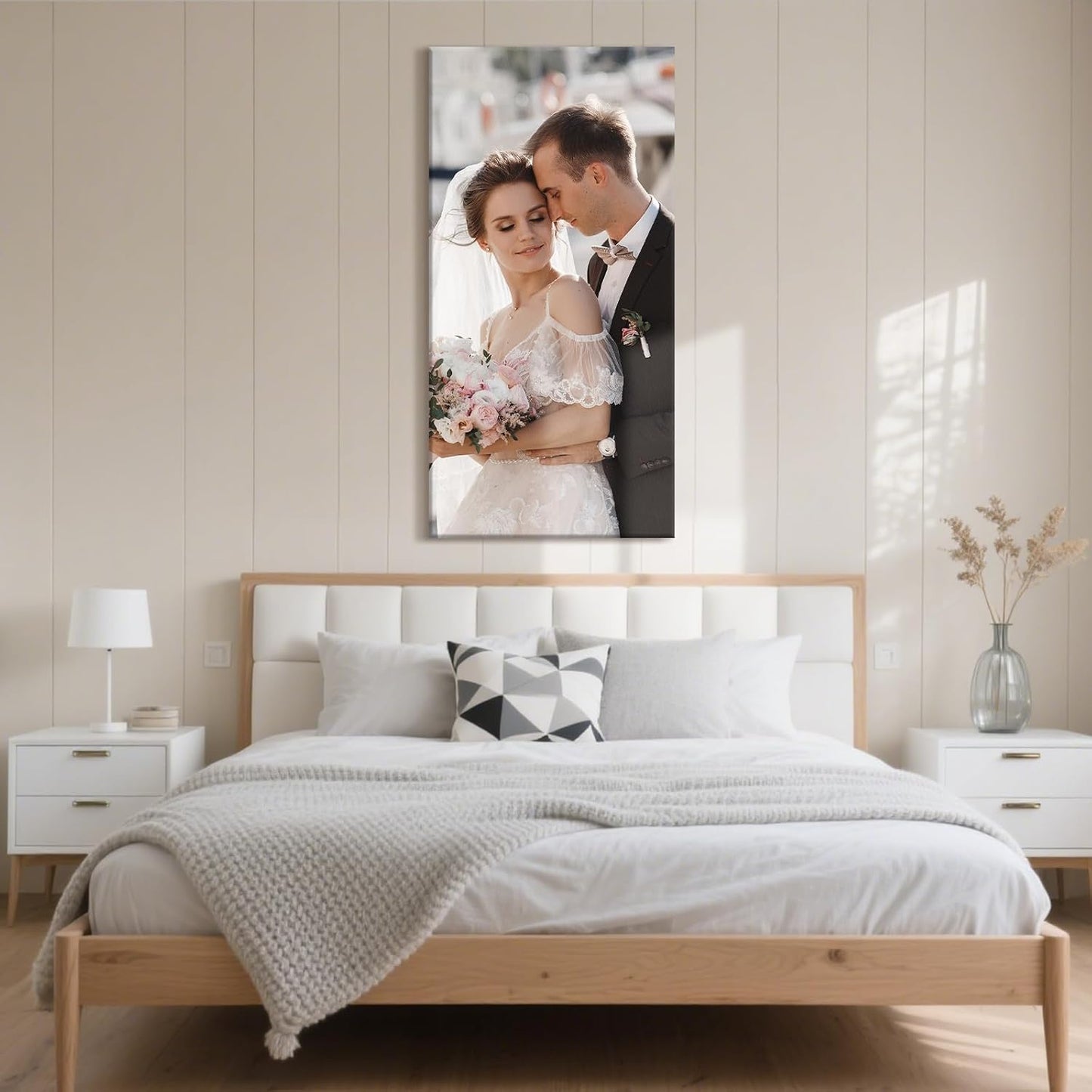 Personalized Custom Canvas Prints with Your Photos & Text, Customized Picture Print, Transform Own Images Into Framed Wall Art Digitally Printed Photo to Canvas, Keepsakes Gifts for Family 12x24’’