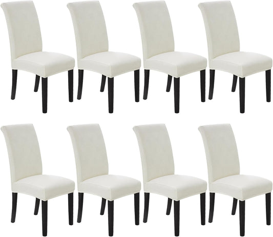 Howhic Stretch Chair Covers for Dining Room Set of 8, Removable Washable Dining Room Chair Covers, Dining Chair Slipcovers Seat Protectors, Great Decor for Home and Banquet (Ivory, 8 Pack)