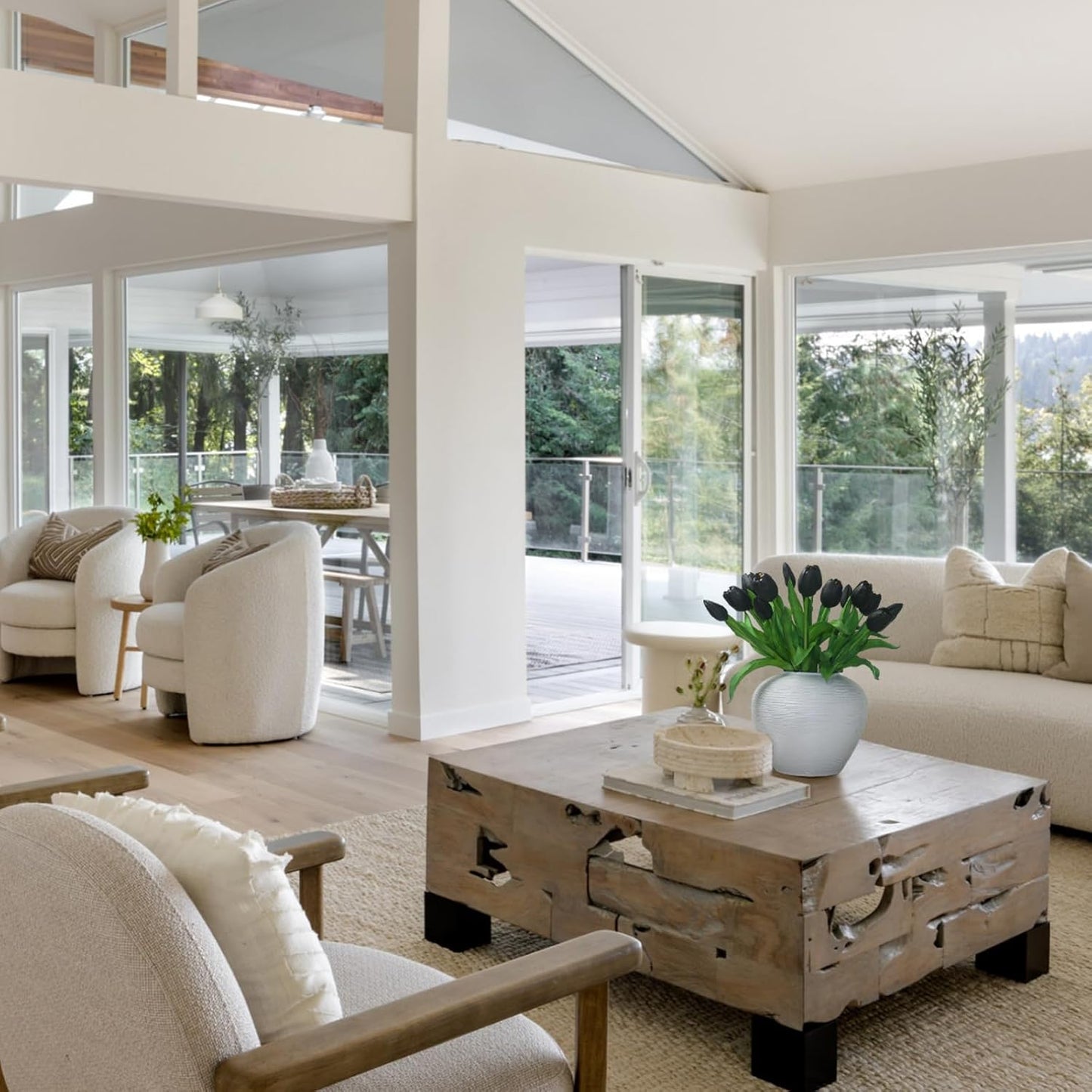 15pcs Artificial Tulips Flowers, Fake Tulips Real Touch, Faux Latex Tulips Bouquets, for Party Wedding Home Room Decoration (Black)