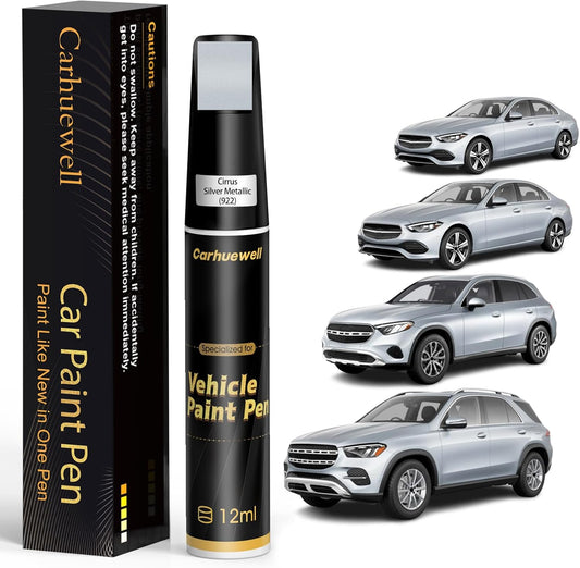 (922) Cirrus Silver Metallic Touch Up Paint Compatible with Mercedes-Benz, Exact Match Car Paint Pen Automotive Scratch Repair Remover Kit Quick & Easy Solution for Vehile Chips and Nicks