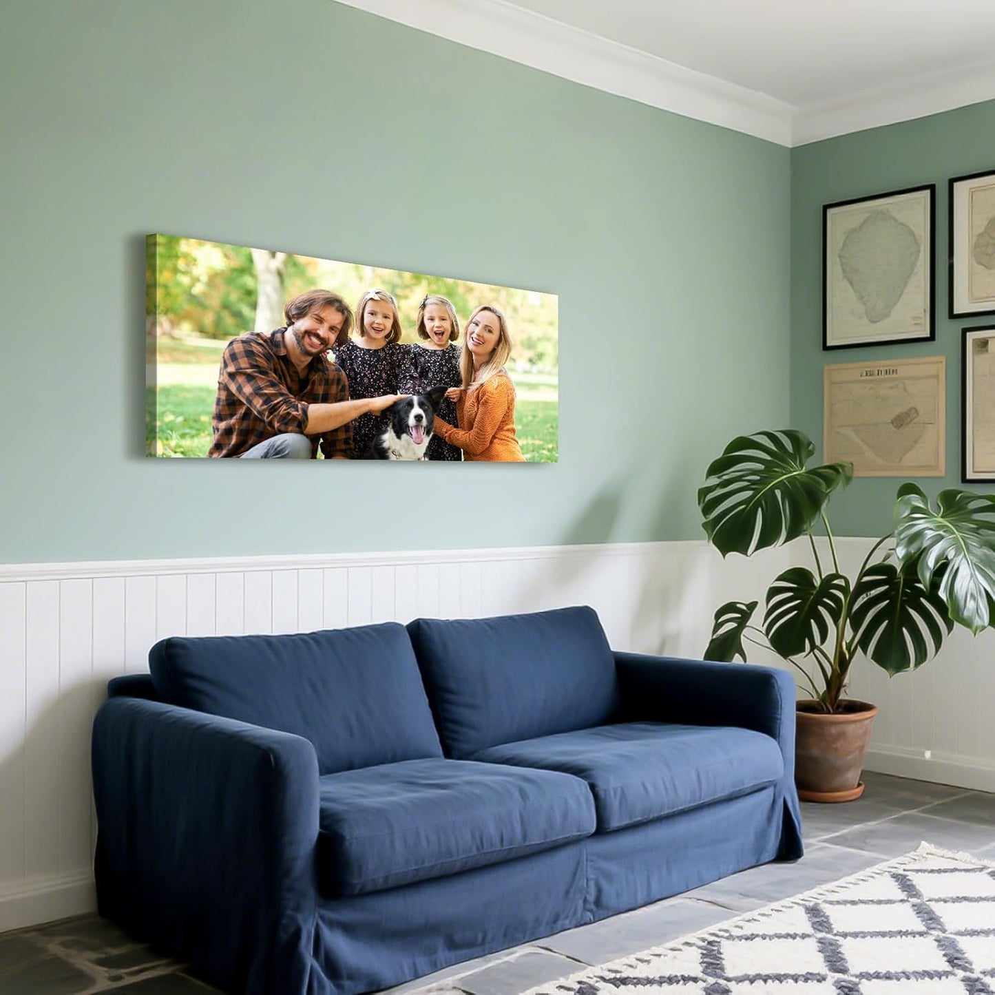 Custom Canvas Prints with Your Photos - Personalized Pictures Print, Customized Photo Gifts, Wall Art Poster Canvas Printing for Wedding, Family, Baby, Pets, Home Office Decor, Wrapped Frame 40x20