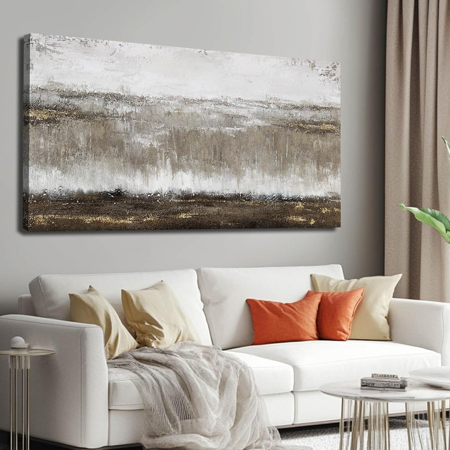 Black Painting Traditional Wall Decor Abstract Wall Art Large Pictures Grey Wall Decorations Vintage Walls for Living Room Dining Room 24"x48"