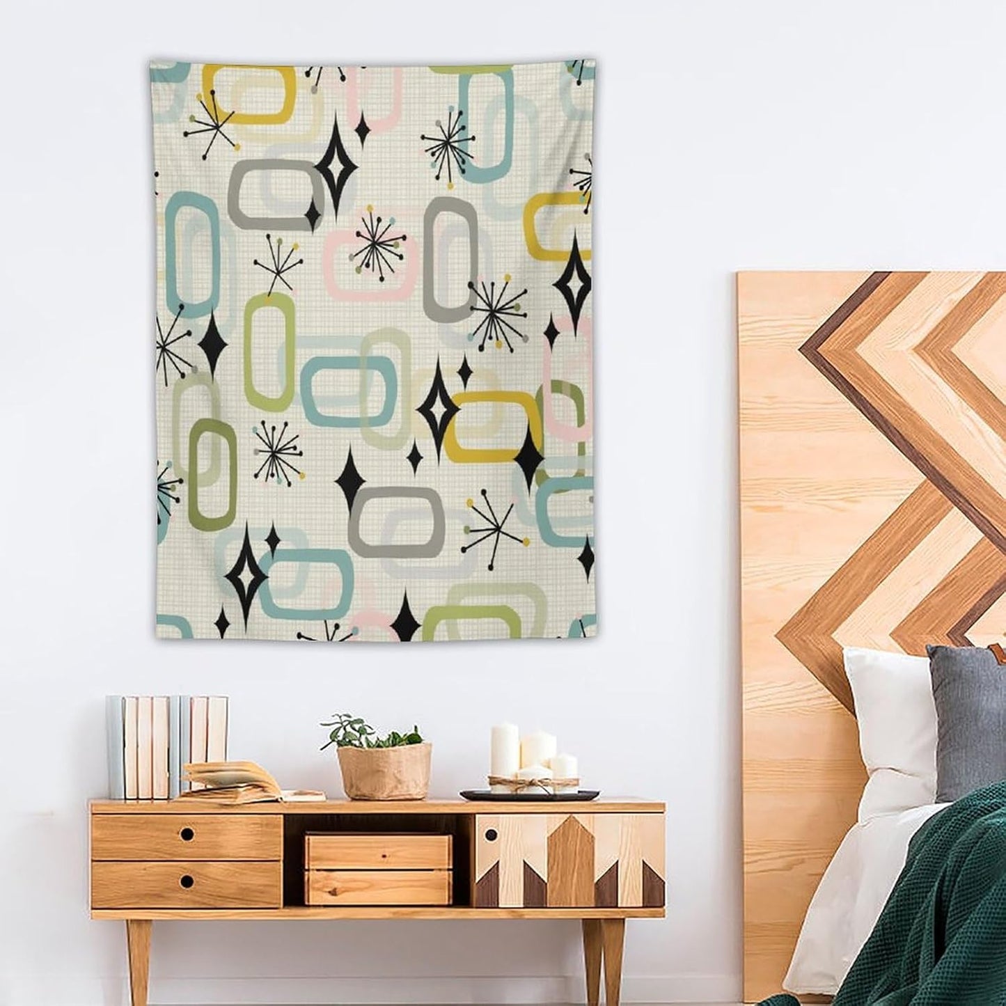 ICMOLYYENLO Boho Medieval Cat Tapestry, Abstract Atomic Starburst Geometric Aesthetic Art Wall Hanging For Bedroom Living Room Dormitory 40x60 Inches