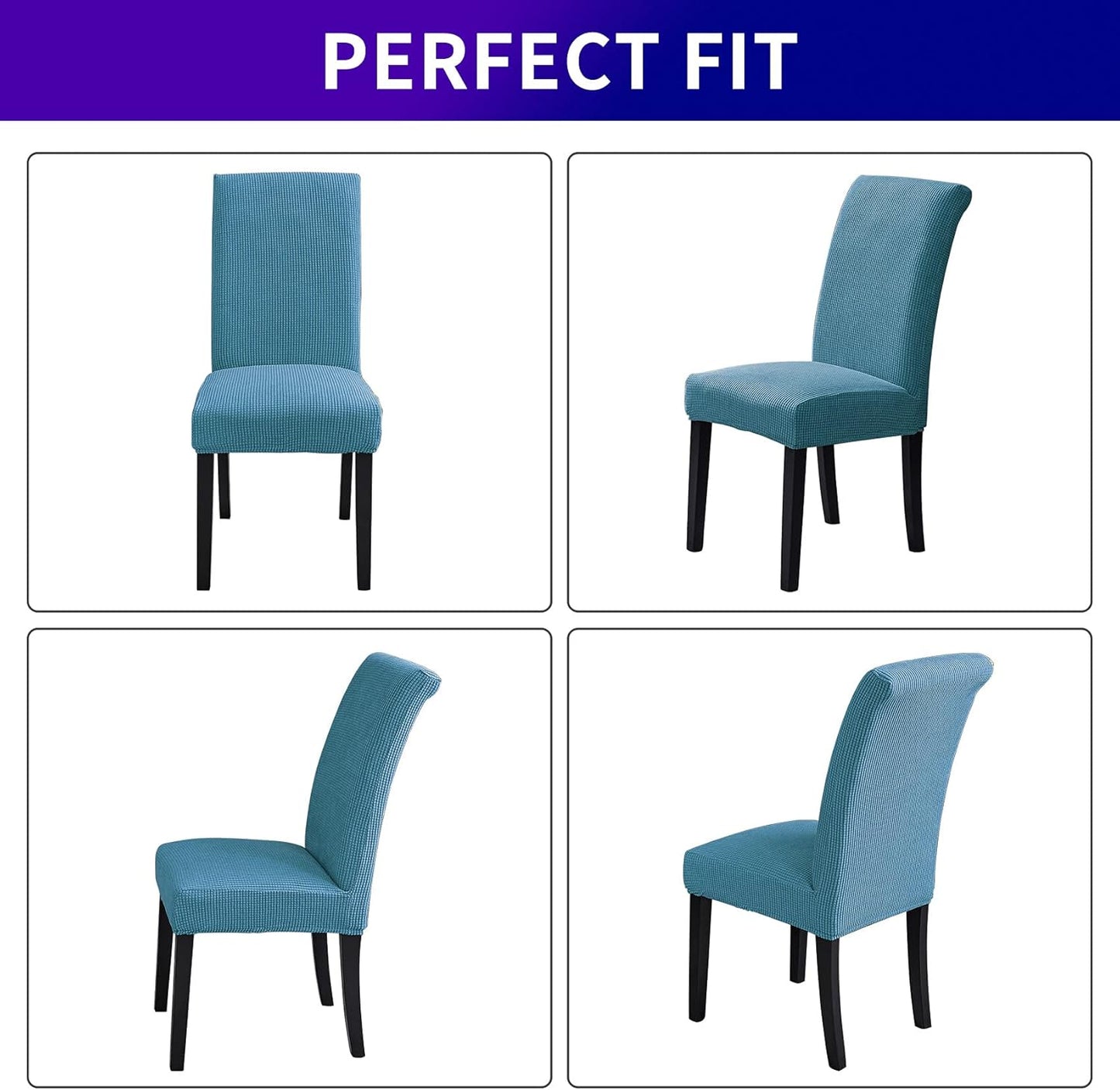 Howhic Stretch Chair Covers for Dining Room Set of 4, Removable Washable Dining Room Chair Covers, Dining Chair Slipcovers Seat Protector, Great Decoration for Home and Banquet (Dusty Blue, 4 Pack)