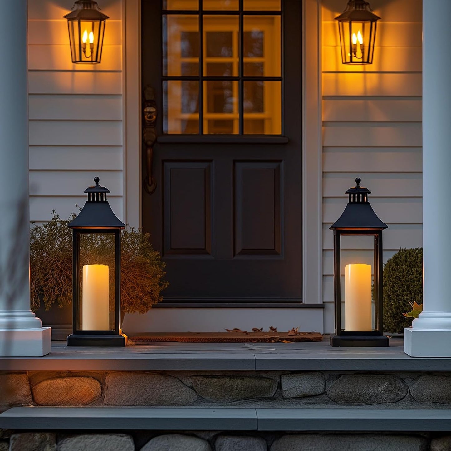 Amagic 2 Pack 8" x 4" Outdoor Plastic Electric flameless Candles with Remote Control and Timer, Battery Operated Flickering LED Pillar Fake Candle for Home, Wedding Decor, Ivory