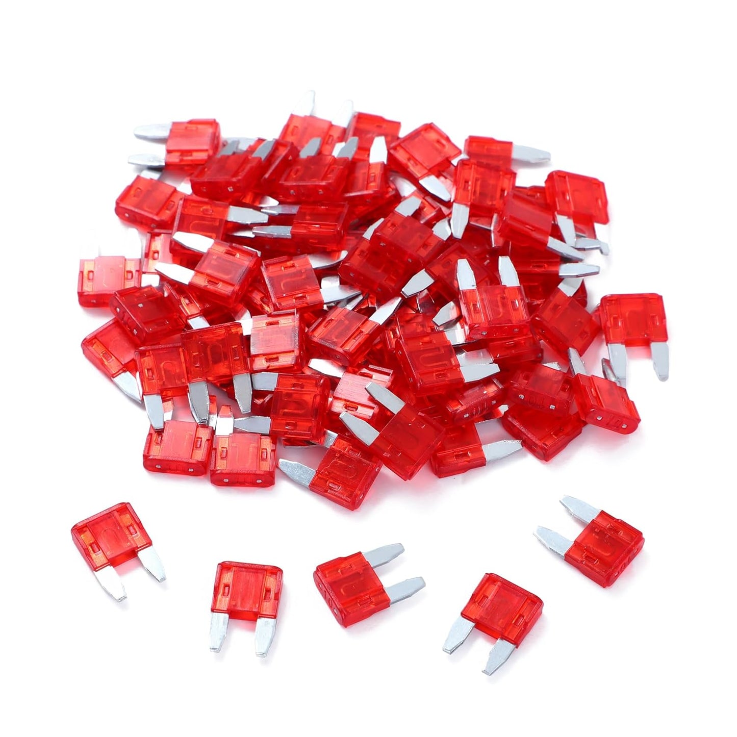 100 Pack Auto Fuses 10AMP APM/ATM 32V Mini Blade Style Fuses 30A Short Circuit Protection Car Fuse (Red)