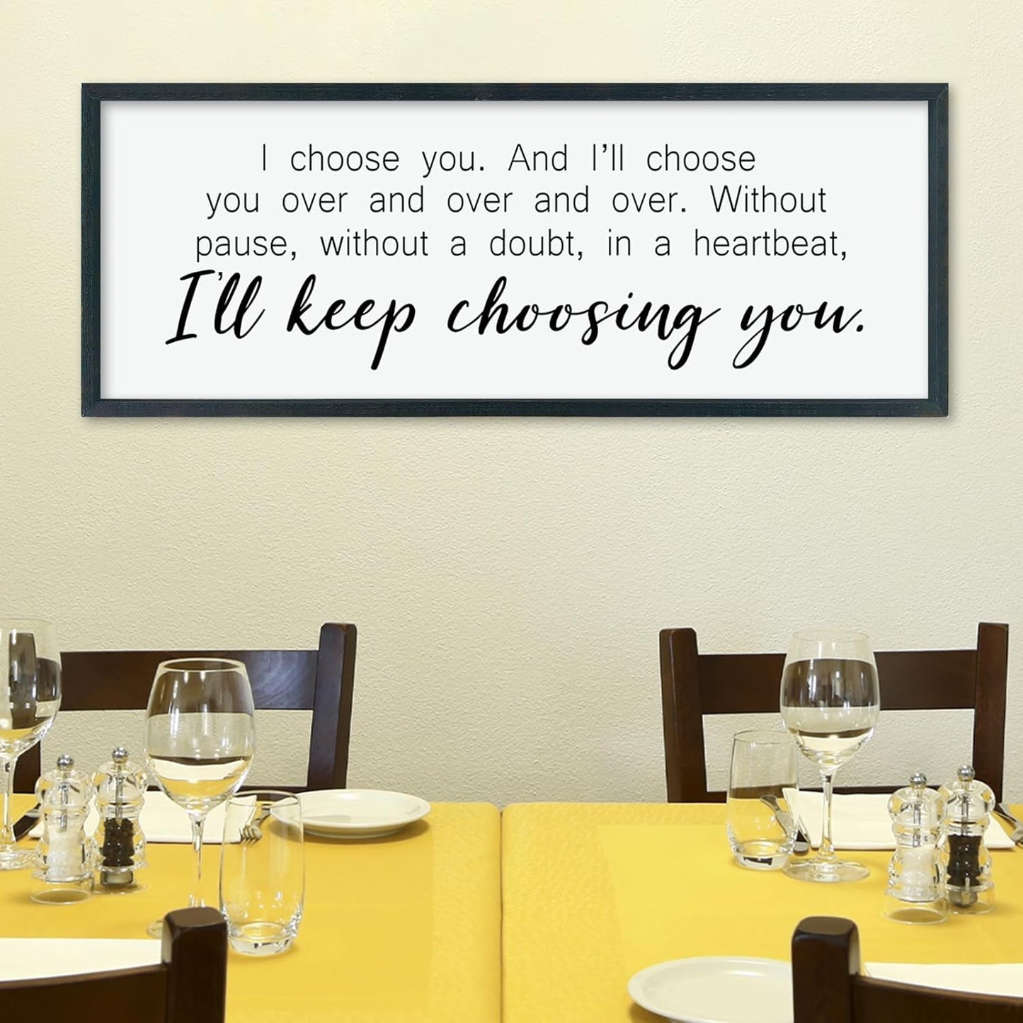 comurdyo I'll Keep Choosing You Sign 40"X15" for Master Bedroom Above Bed Wall Decor I Choose You Large Wood Framed Wall Hanging Art (Black)