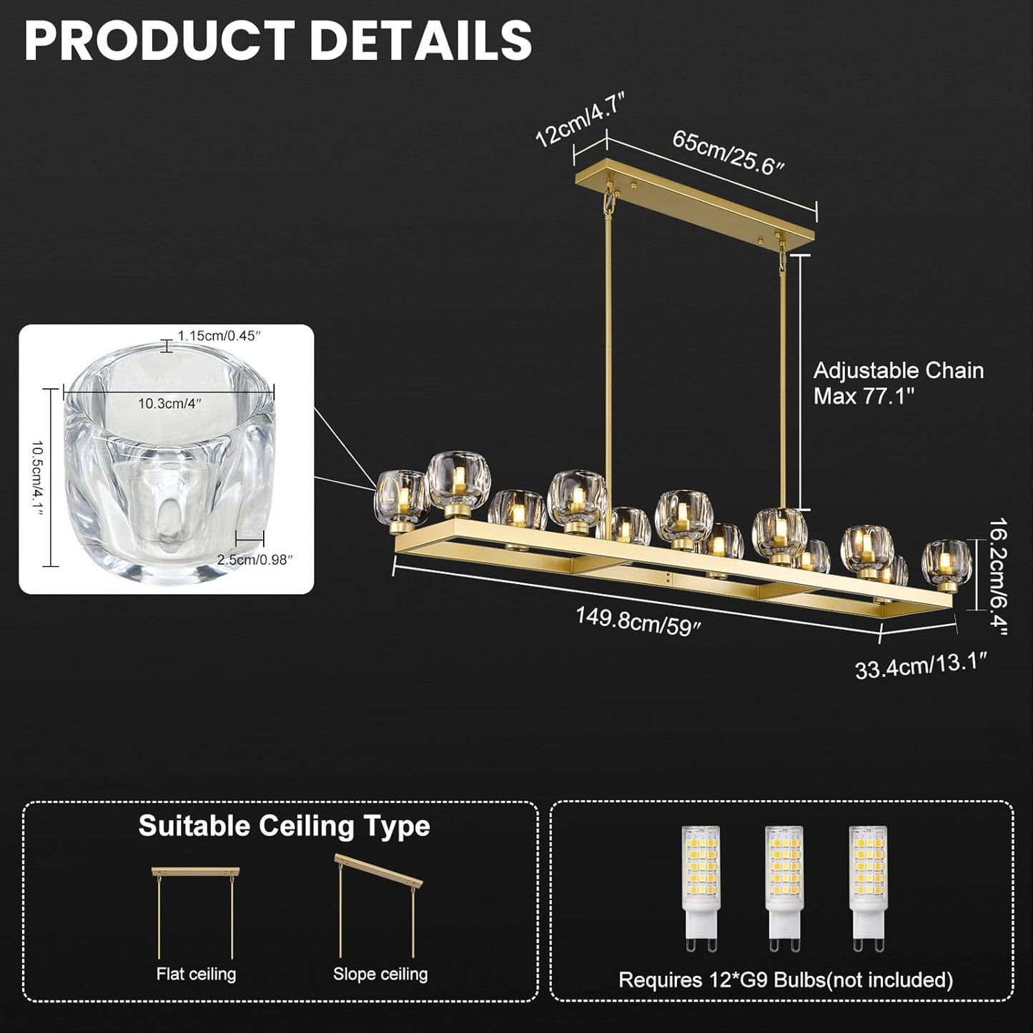 59 Inch Brass Rectangle Wagon Wheel Chandeliers, Gold Chandelier for Dining Room Over Table, Modern Crystal Long Chandelier, Farmhouse Large Linear Chandeliers for Kitchen Island