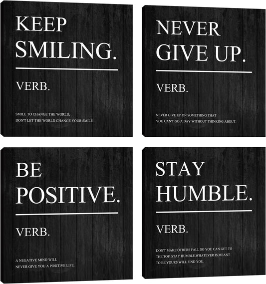 Motivational Wall Art, Office Wall Art Inspirational Quotes Canvas Art for Home Office Wall Decor, Positive Wall Decor Painting Poster Artwork for Company Living Room Bedroom Corridor 12”X12”X4