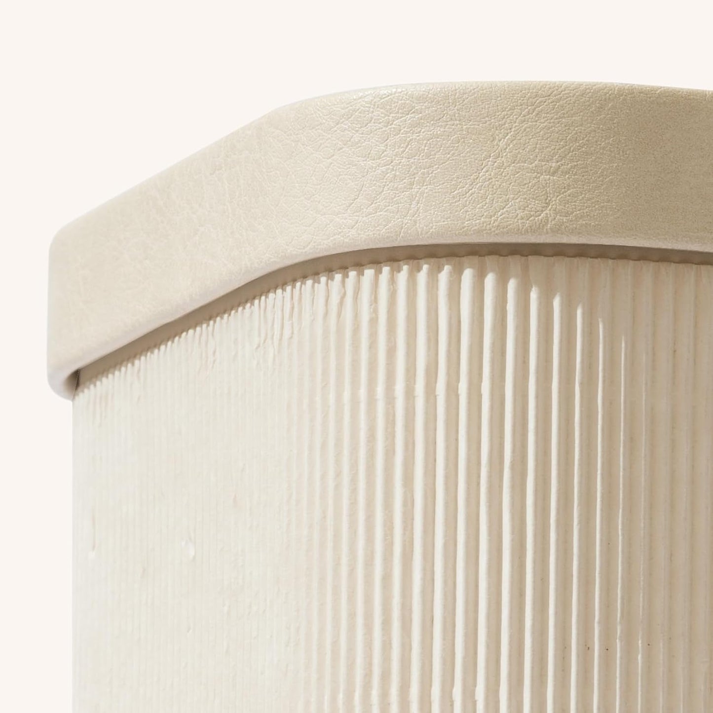 La Jolie Maison Fluted Cardboard Storage Baskets with Leather-Like Lids, Sturdy Stackable Paper Boxes Decorative Tray,Set of 3 Ivory