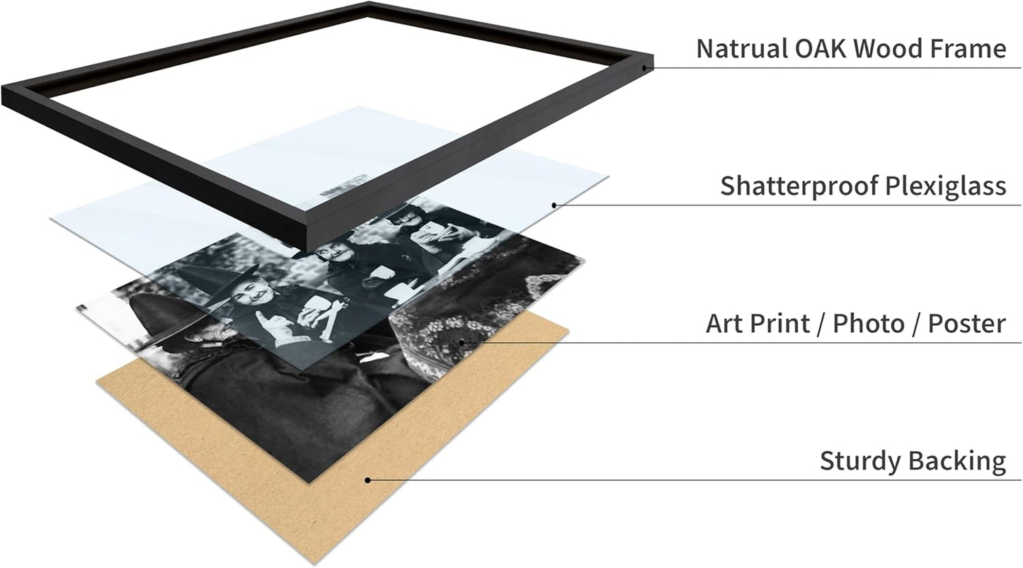 Poster Master Classic Photograph Poster - Vintage Halloween Print - Gift for Artist, Friend - Witches Tea Party, Old Women Smiling, Wearing Robes - Wall Decor for Living Room, 11x14 Black Framed