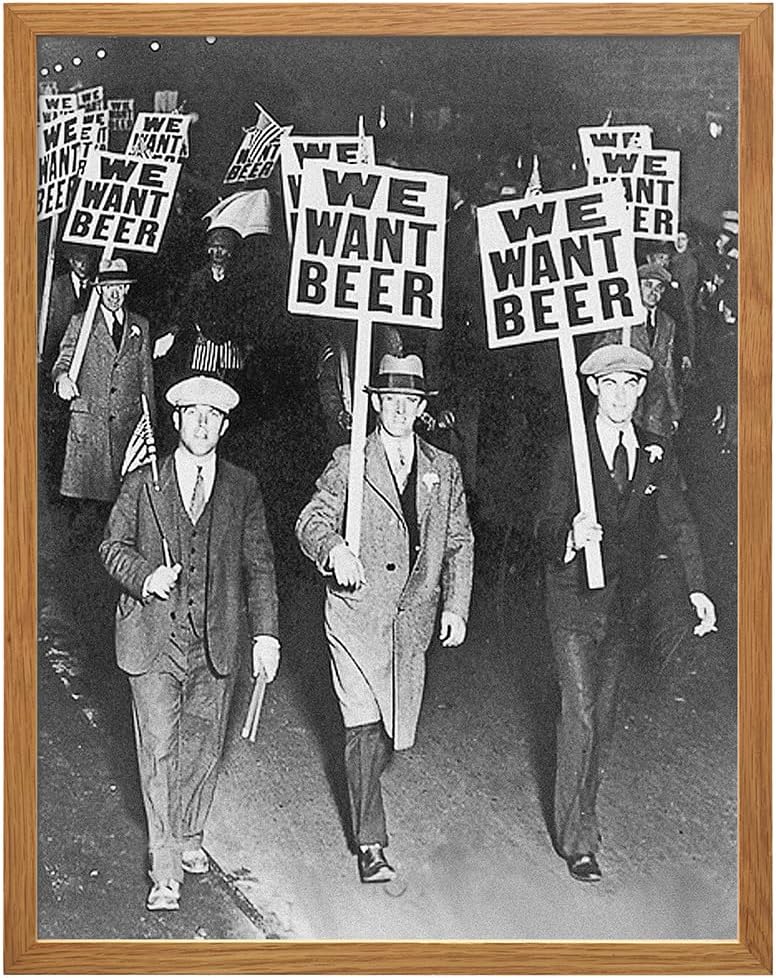 Vintage Prohibition Beer Poster LARGE 11x14 FRAMED - Unique Wall Art Decor for Home, Bar, Cafe - Funny Saying Retro Art Print - Bar Room Decor, Vintage Decorations - Bar Art, Retro Decor, Funny Saying