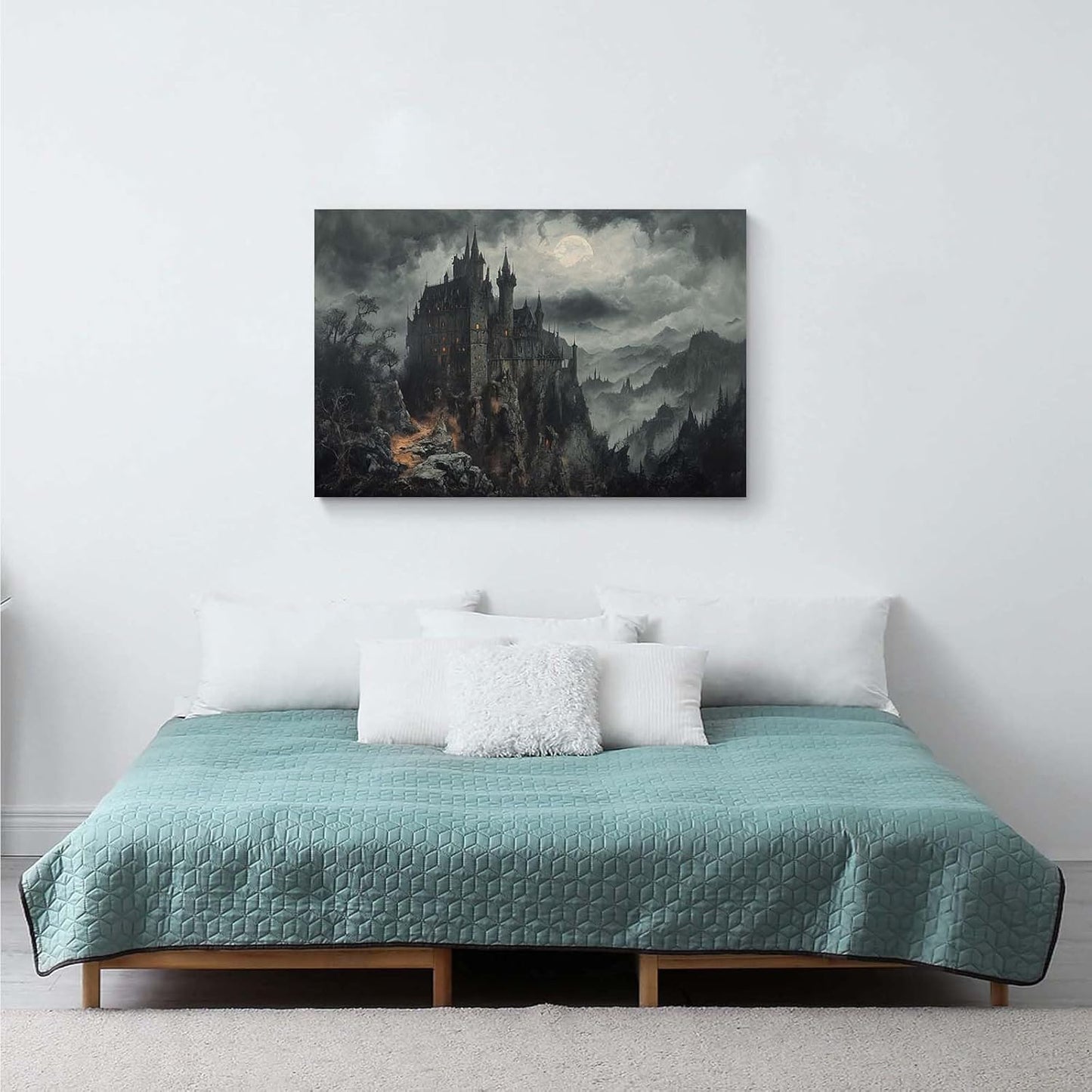 Vintage Castle Poster Dark Academy Victorian Gothic Castle Wall Art Poster Moody Mystical Art Print Suitable for Home Living Room Bedroom24x36in Wood Framed
