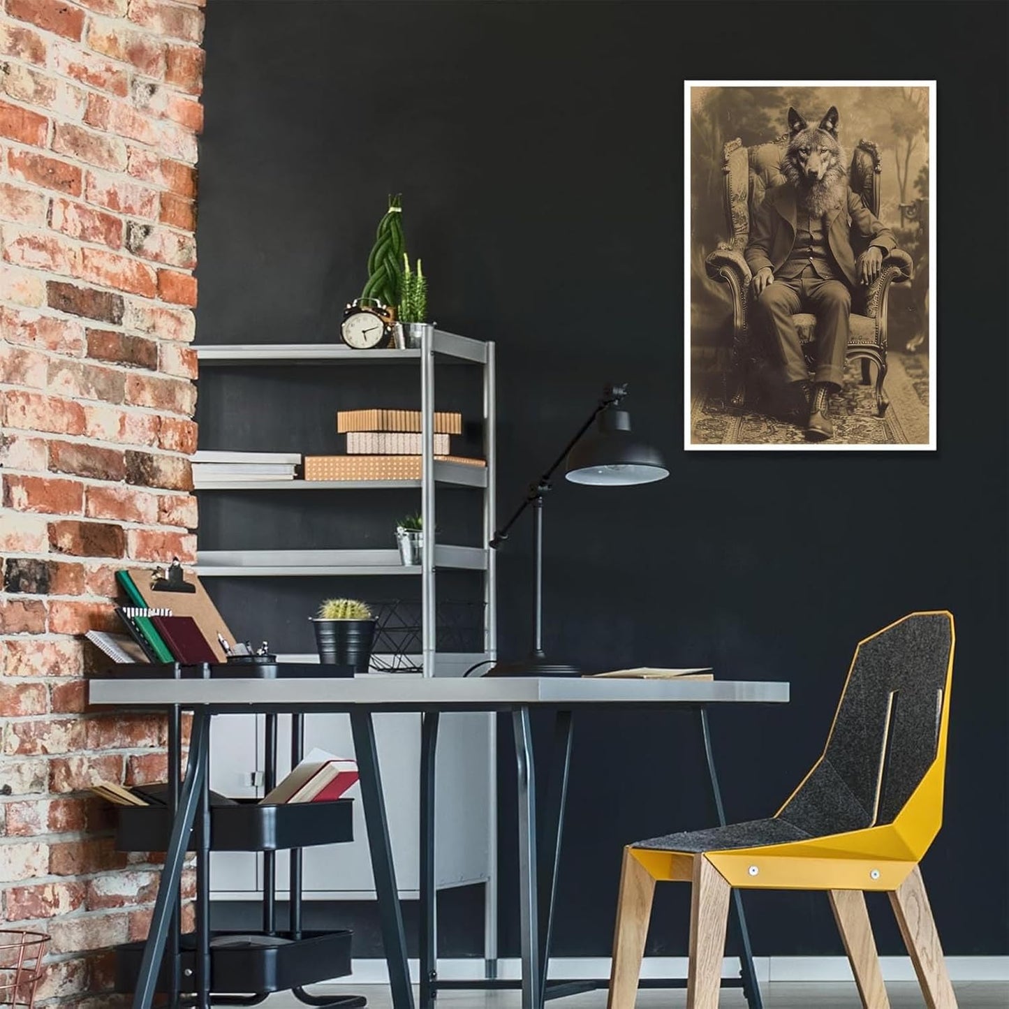 Werewolf Vintage Shoot Art Poster Print Canvas Wall Art Ideal for Dark Academia Gothic Occult Decor Living Room Bedroom Office Posters Decorations Creepy Picture 12X16inch Unframed