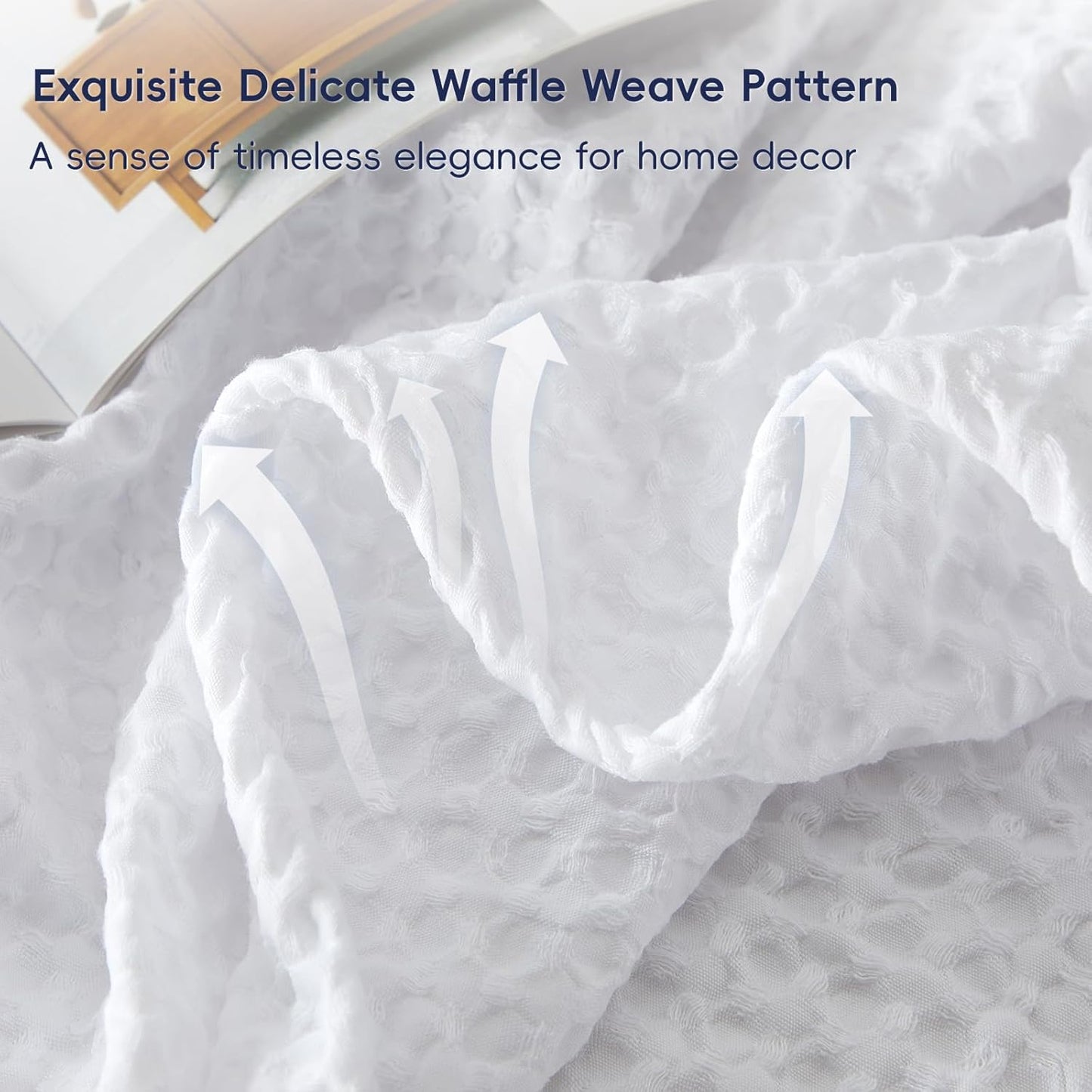 PHF Ultra Soft Waffle Weave Blanket King Size 104"x 90"- Washed Lightweight Breathable Cozy Woven Blanket for Bed - Aesthetic Decor for Couch Bedding Sofa Home Car - White