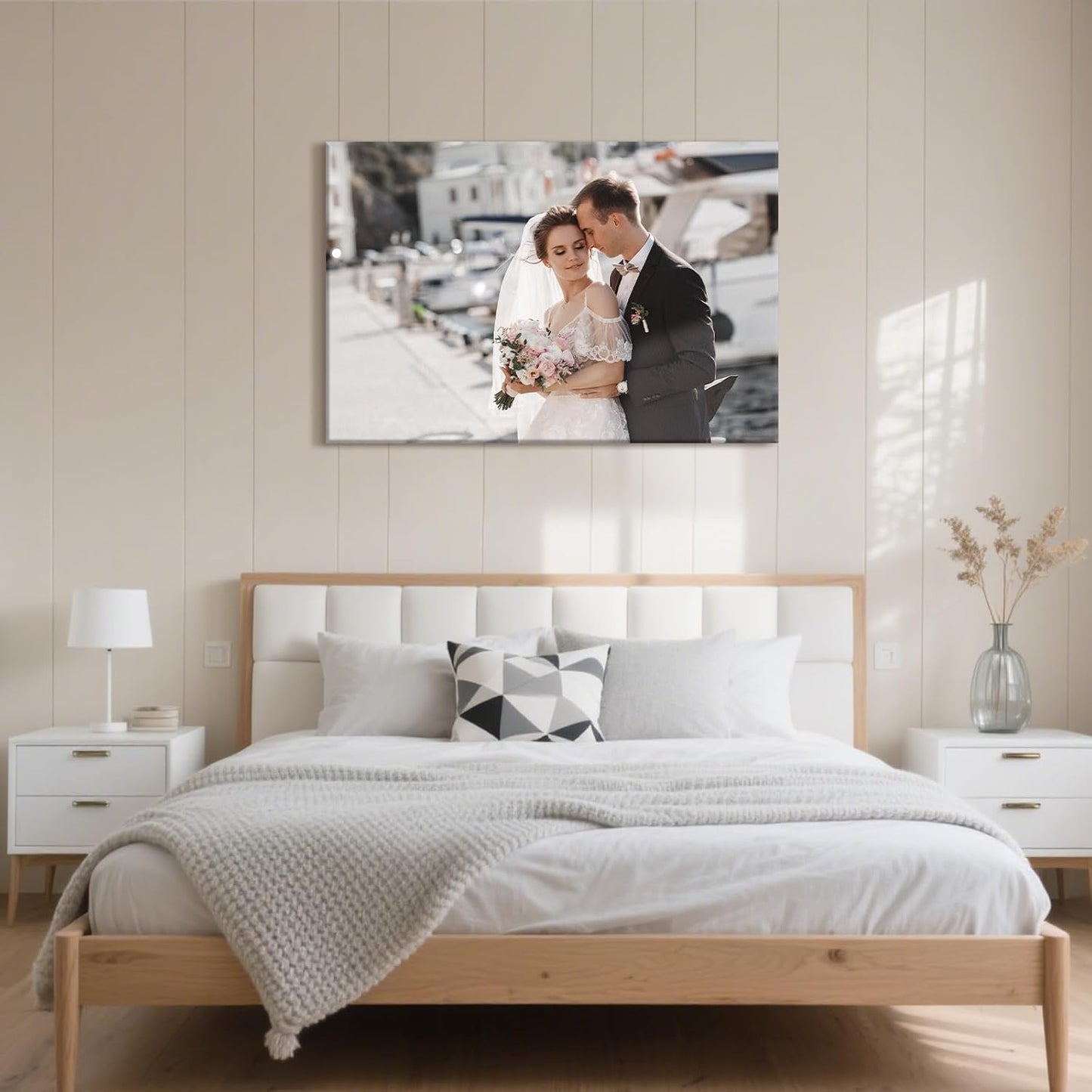 Personalized Custom Canvas Prints with Your Photos & Text, Customized Picture Print, Transform Own Images Into Framed Wall Art Digitally Printed Photo to Canvas, Keepsakes Gifts for Family 18x12’’