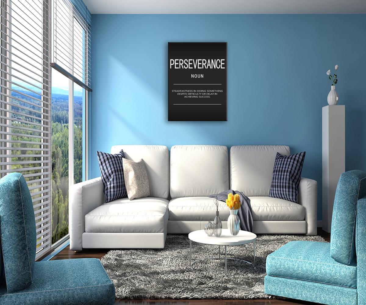 Motivational Painting Office Decor Inspirational Canvas Wall Art Perseverance Noun Pictures Inspirational Success Posters and Prints Artwork Home Gym Decor Framed Ready to Hang[30" W X 40" H]