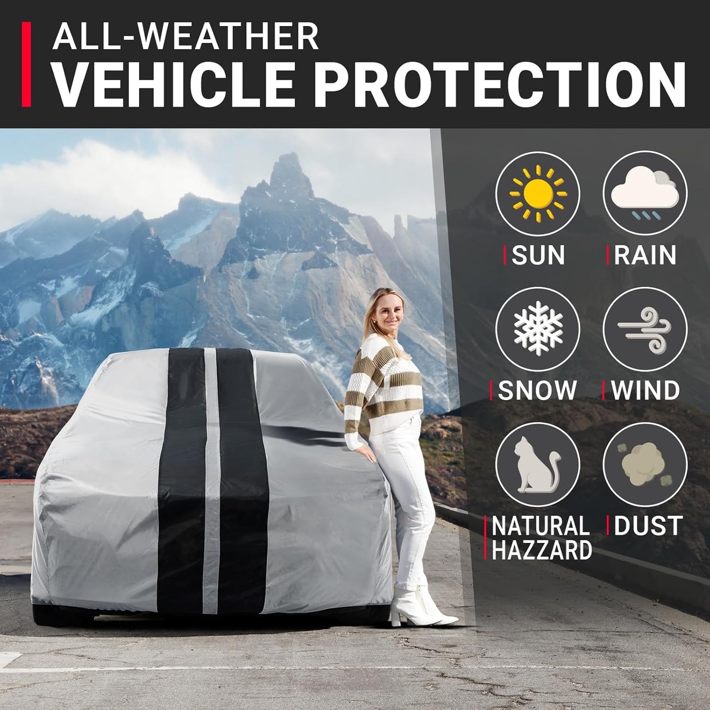 iCarCover Custom Car Cover for Chevy Corvette C3 (1968-1982) Waterproof All Weather Rain Snow UV Sun Protector Full Exterior Indoor Outdoor Car Cover (Stripe - Gray/Black)