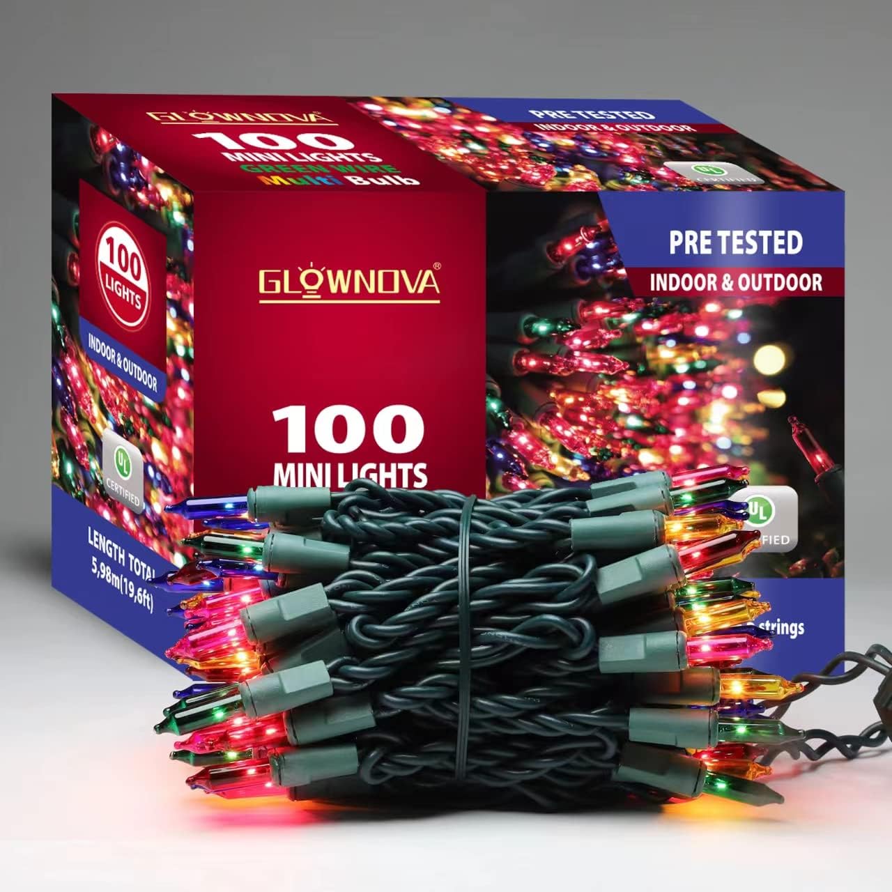 Green Wire,Multicolor,Incandescent Bulb 100 Mini String Lights for Indoor Christmas Tree Garland Birthday Wedding Party Festival Decoration