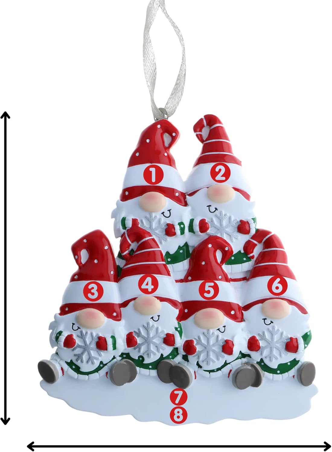 2025 Family Christmas Ornament – Personalized Ornament for Families – Custom Gnome Family Ornament – Holiday Tree Decoration Keepsake Gift (Family of 6)