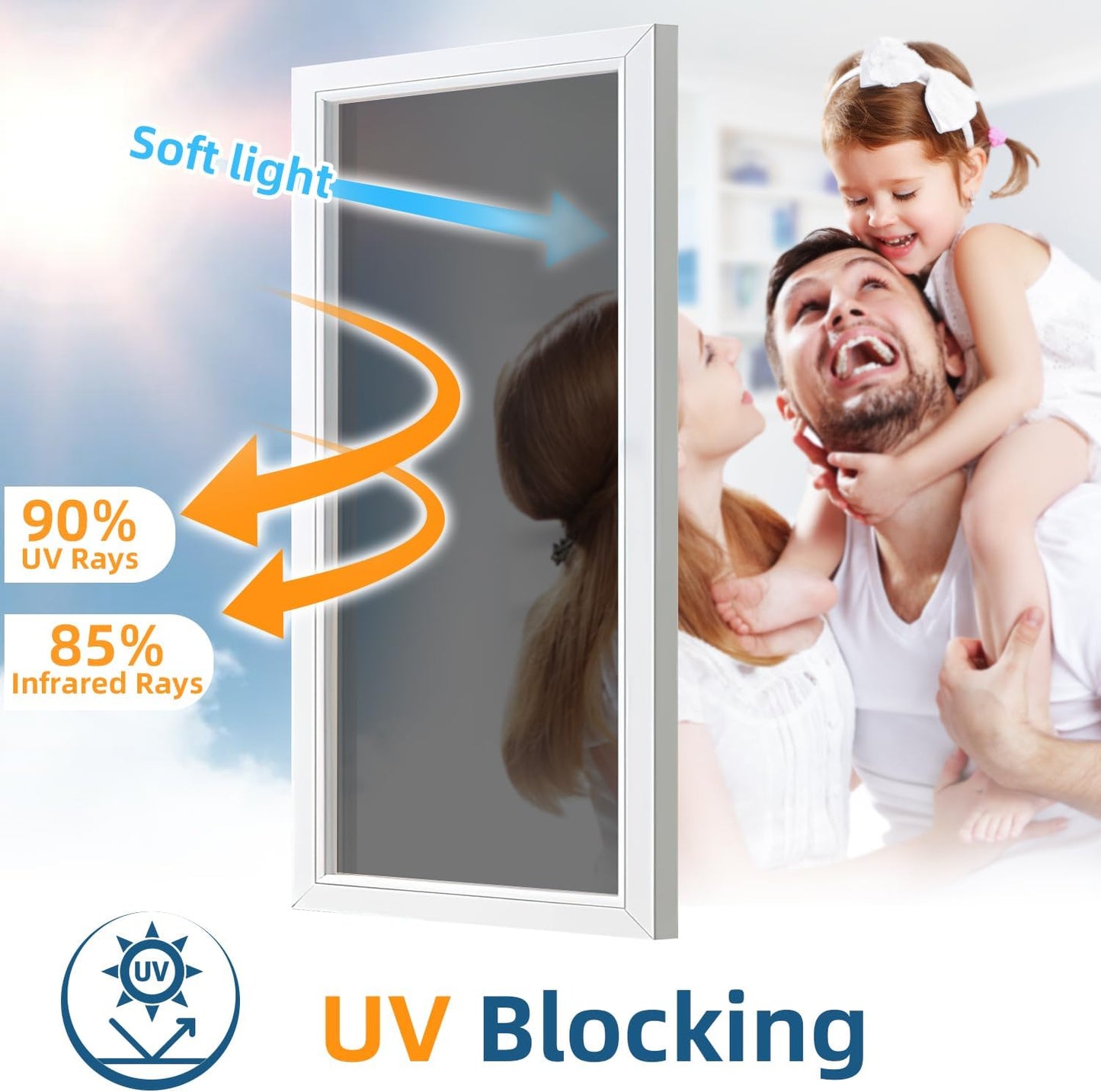 DUOFIRE One Way Window Film Privacy See Out Not in Heat Blocker Window Tint Reflective Mirror Windows Tinting Film for Home Static Cling Anti-UV Sun Blocking Windows Covering（Black, 23.6x78.7in）