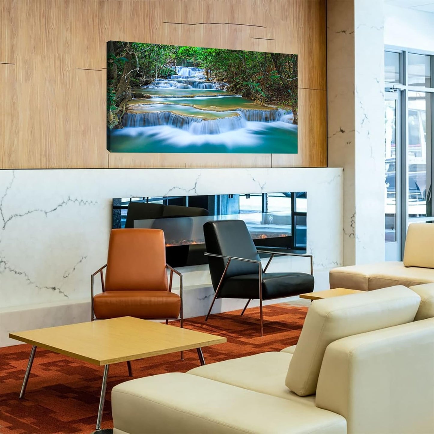 DZL Art S75275 Canvas Prints Wall Art Forest Waterfall Landscape Forest Scenery Painting Nature Wilderness Photography for Living Room Bedroom Bathroom Home Office Decor