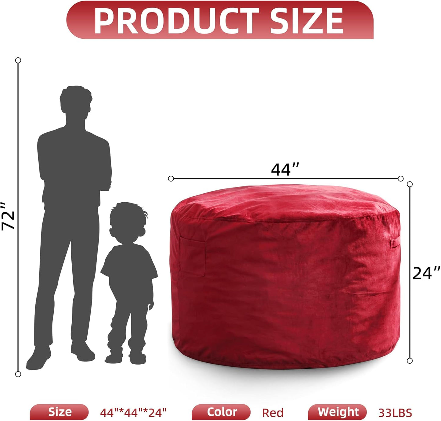 Hobestluk 4FT Bean Bag Chair Giant Bean Bag Chairs for Adults Large Bean Chairs with Removable Cover, Beanbag Chair with Filler, Adult Bean Bag Chairs for Living Room, Bedroom