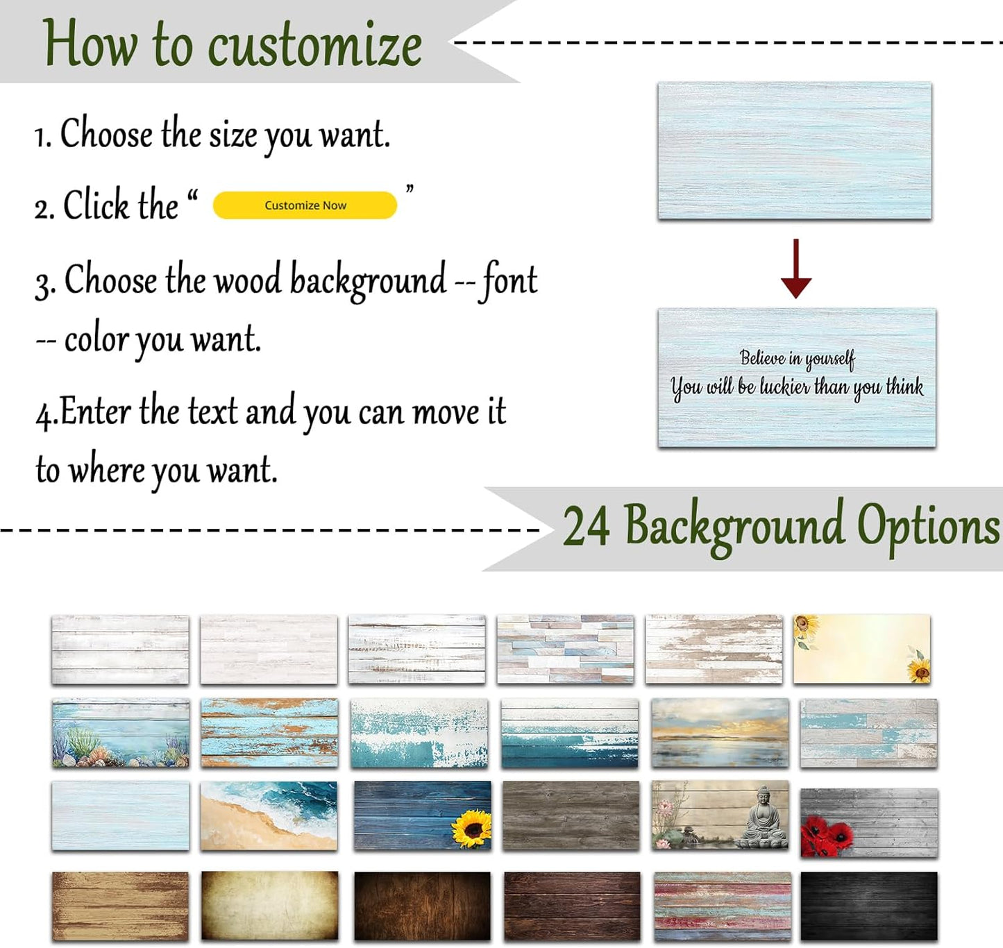 CHAOSETKEN Custom Text Sign Wall Art Personalized Family Quote Wall Decor Family Sign Canvas Prints Customized Wood Text Quote Pictures Rustic Farmhouse Decor Framed (18L x 6W)