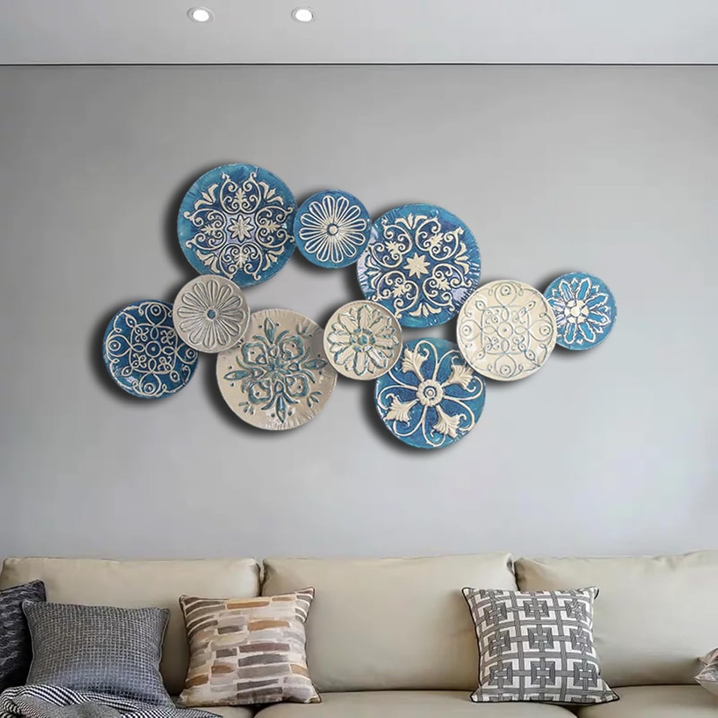 Large Metal Wall Decor 3D Stacked Wall Art Decor Metal Wall Art Hanging Sculptures for Living Room Home Office Kitchen Bedroom Decoration